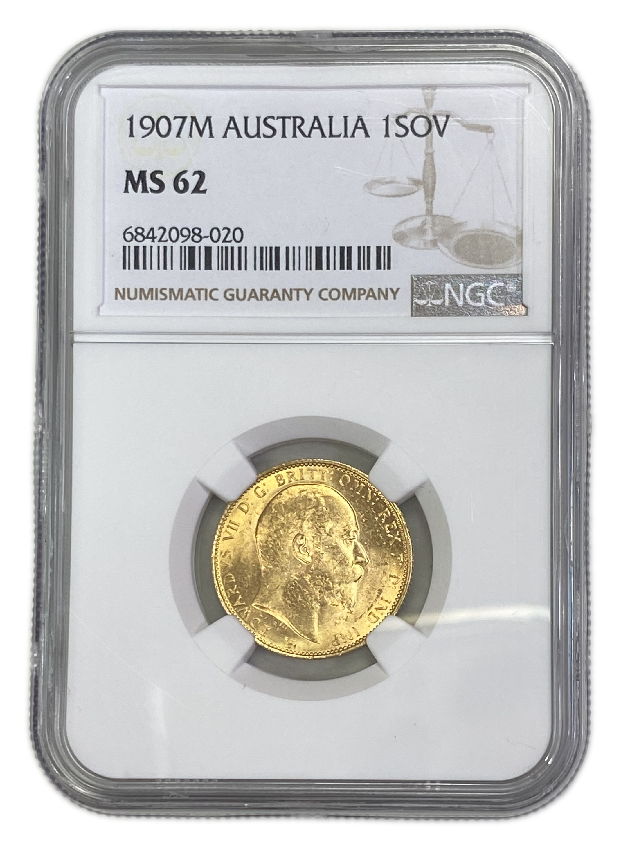 England (Great Britain) – Australia Melbourne – 1 Sovereign 1907 M – Edward VII – NGC MS 62 - Gold 917, 7.988g - 1 0