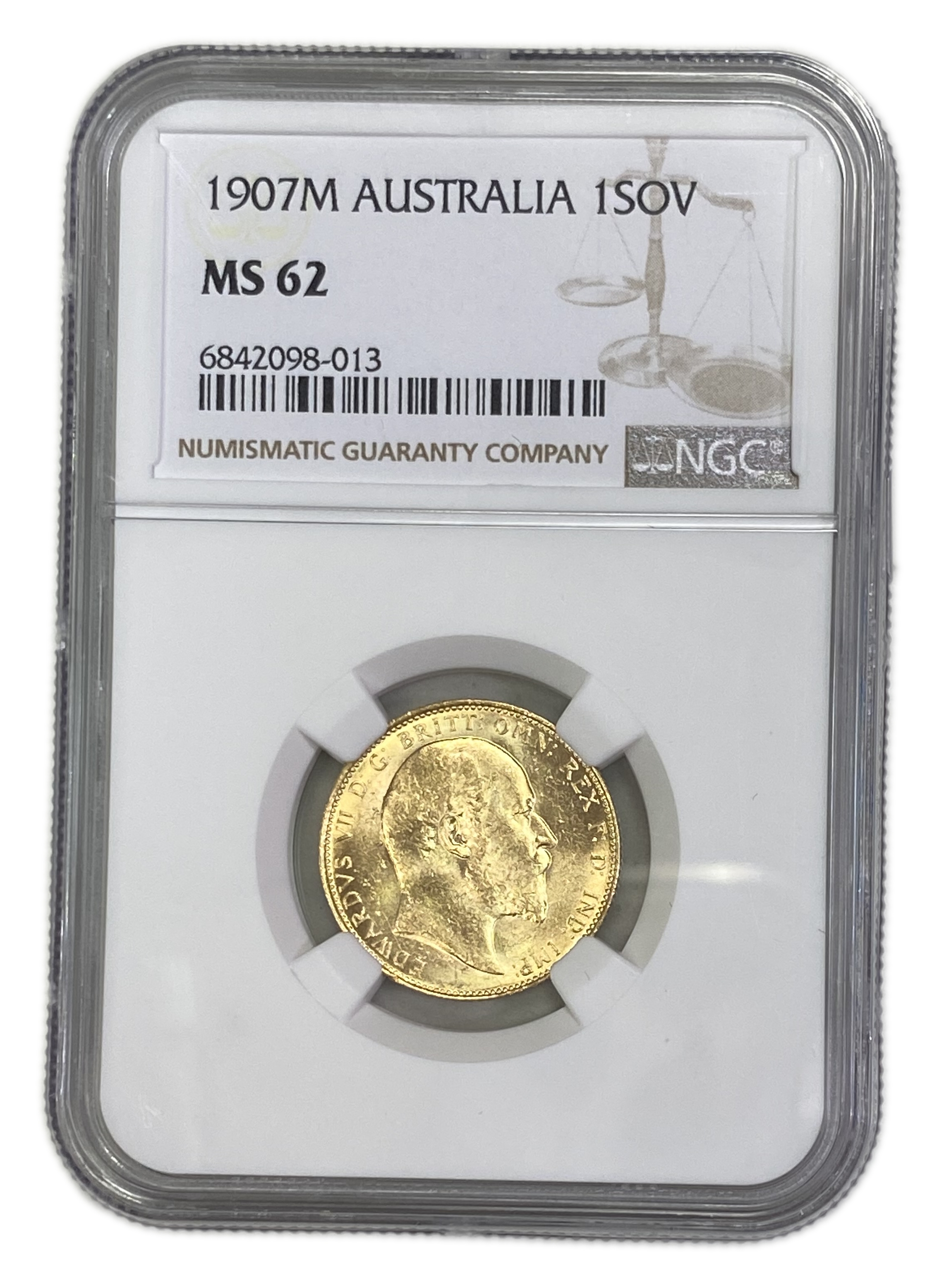 England (Great Britain) – Australia Melbourne – 1 Sovereign 1907 M – Edward VII – NGC MS 62 - Gold 917, 7.988g - 1 0