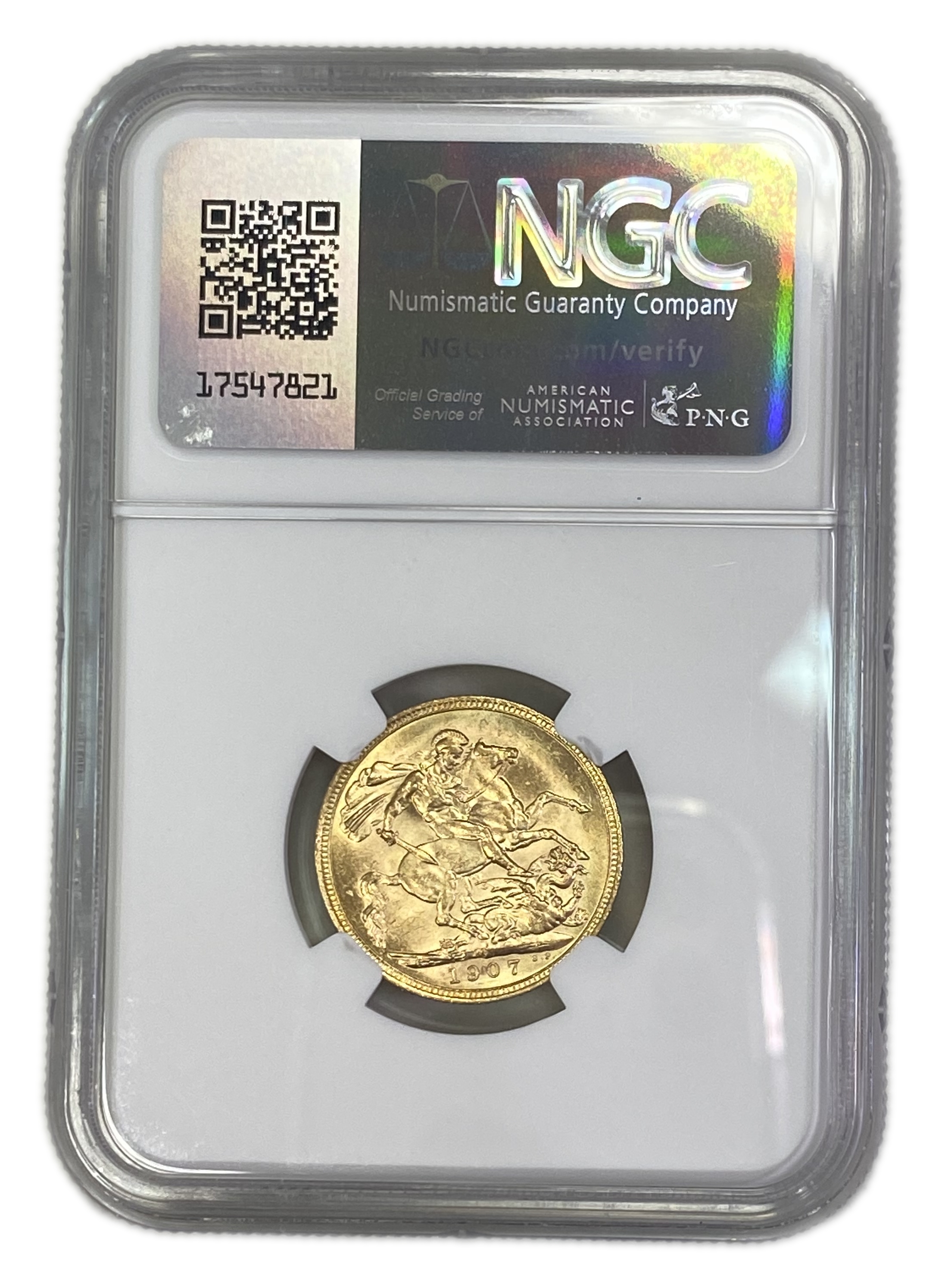England (Great Britain) – Australia Melbourne – 1 Sovereign 1907 M – Edward VII – NGC MS 62 - Gold 917, 7.988g - 1 1