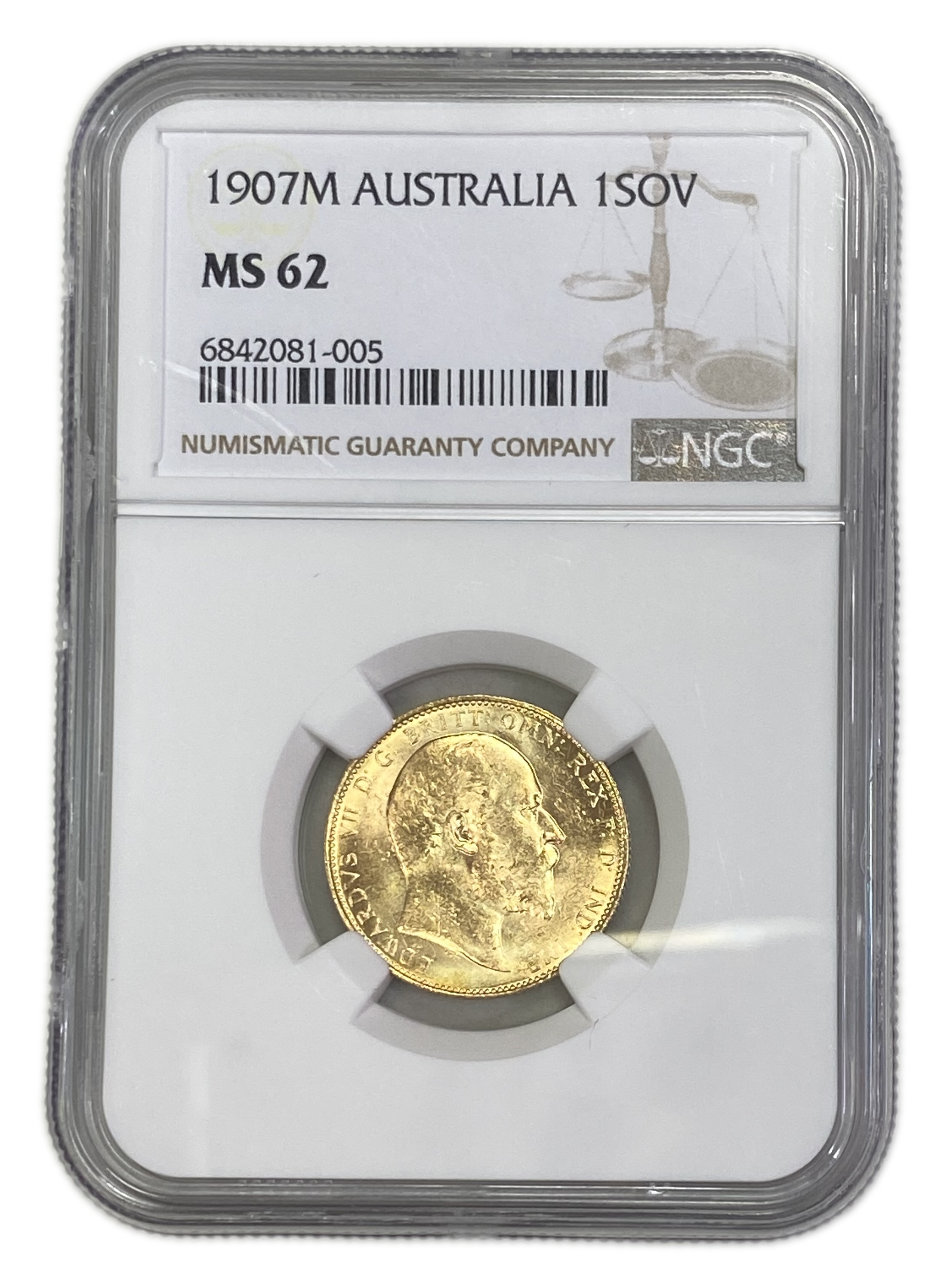 England (Great Britain) – Australia Melbourne – 1 Sovereign 1907 M – Edward VII – NGC MS 62 - Gold 917, 7.988g - 1 0