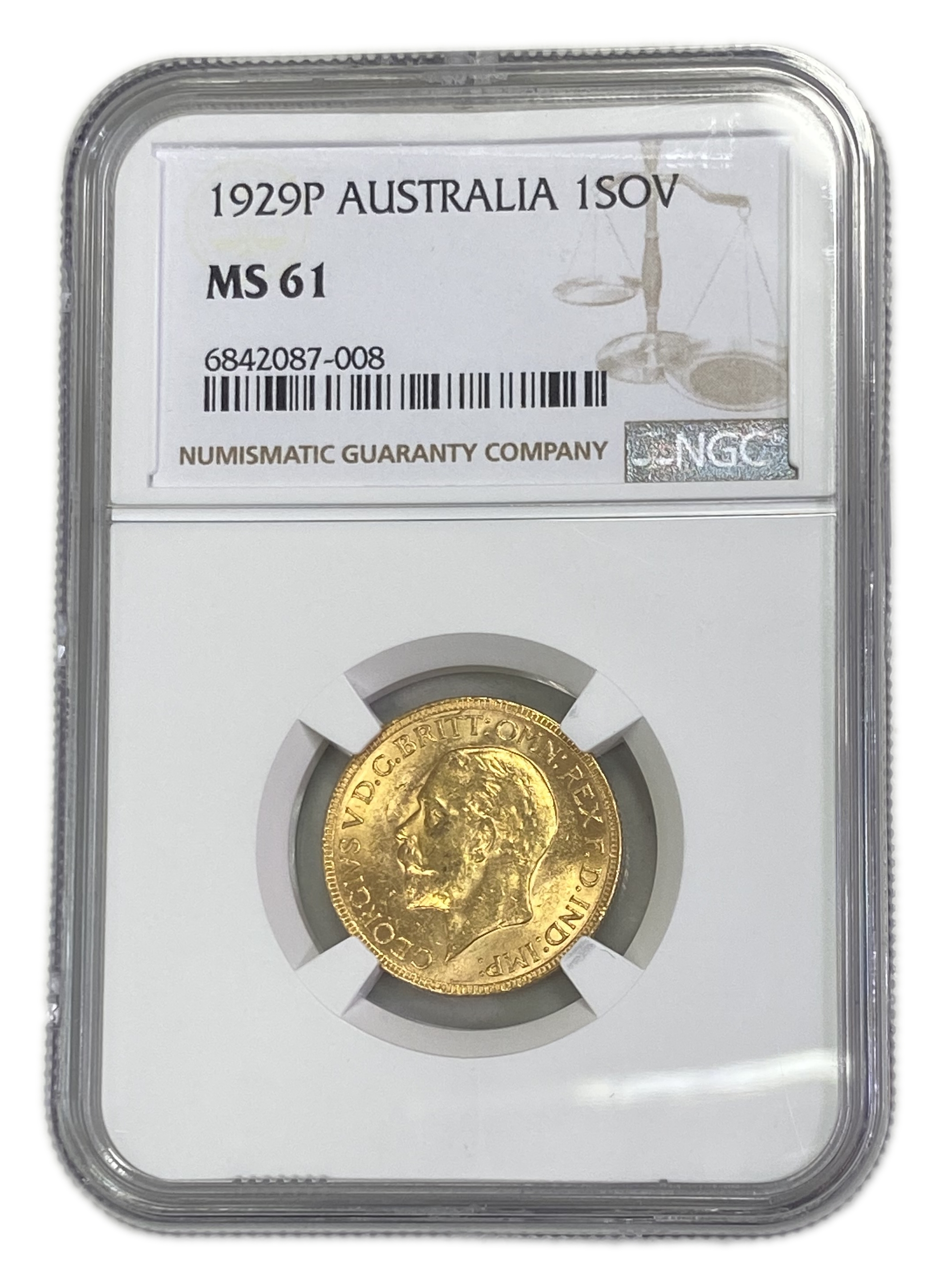 England (Great Britain) – Australia Perth – 1 Sovereign 1929 P – Edward VII – NGC MS 61 - Gold 917, 7.988g
... - 1 0