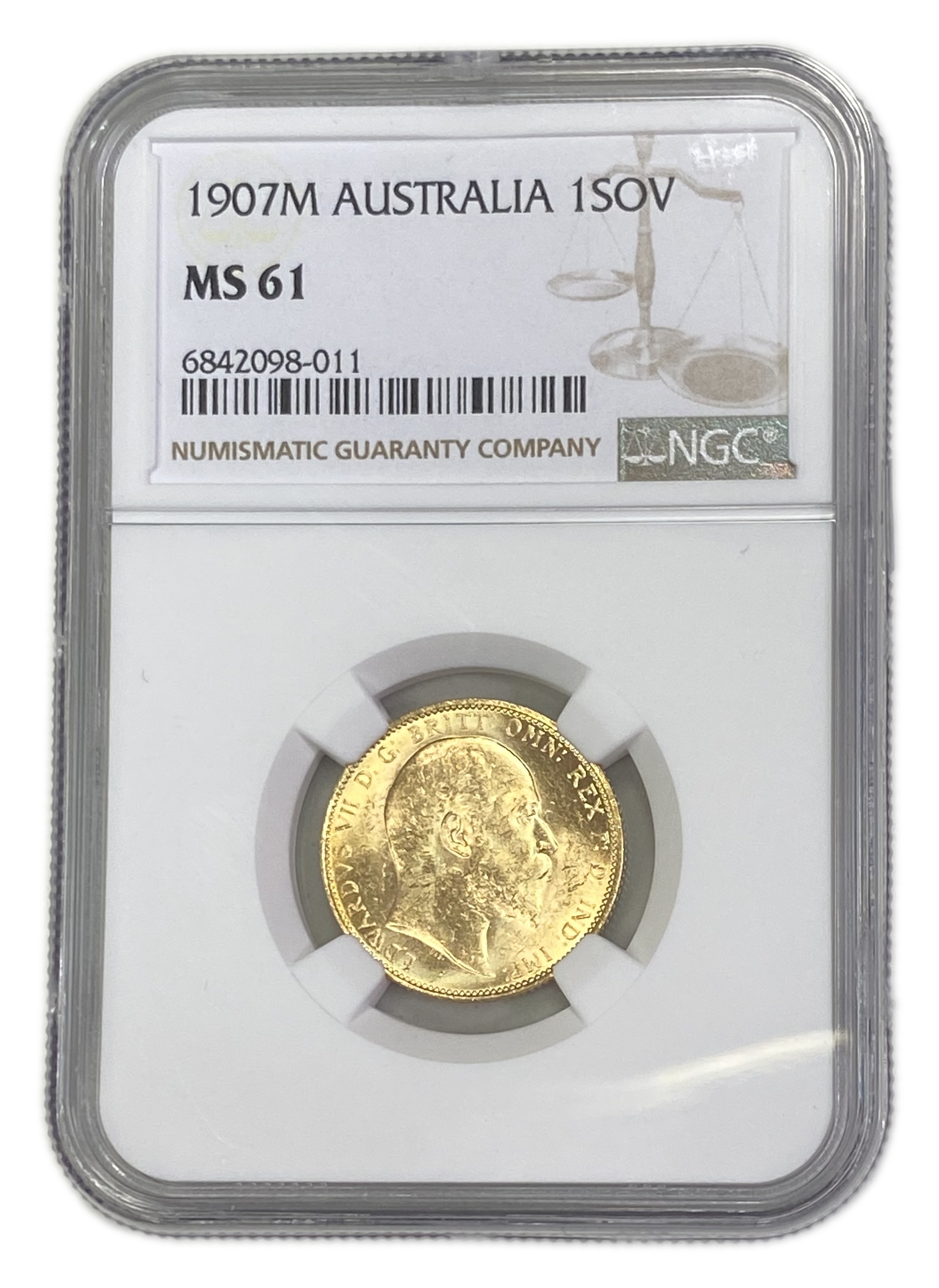 England (Great Britain) – Australia Melbourne – 1 Sovereign 1907 M – Edward VII – NGC MS 61 - Gold 917, 7.988g - 1 0