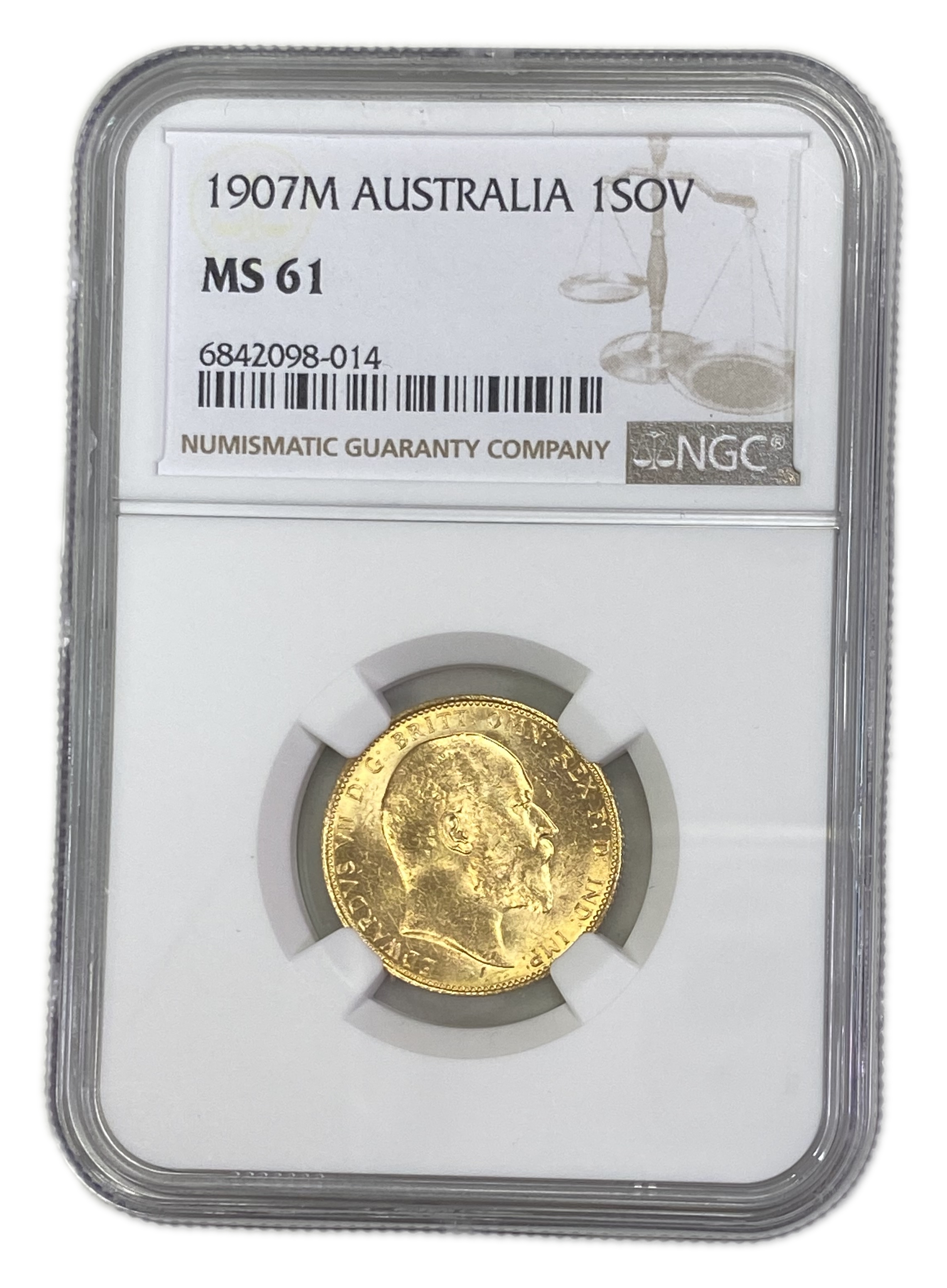 England (Great Britain) – Australia Melbourne – 1 Sovereign 1907 M – Edward VII – NGC MS 61 - Gold 917, 7.988g - 1 0