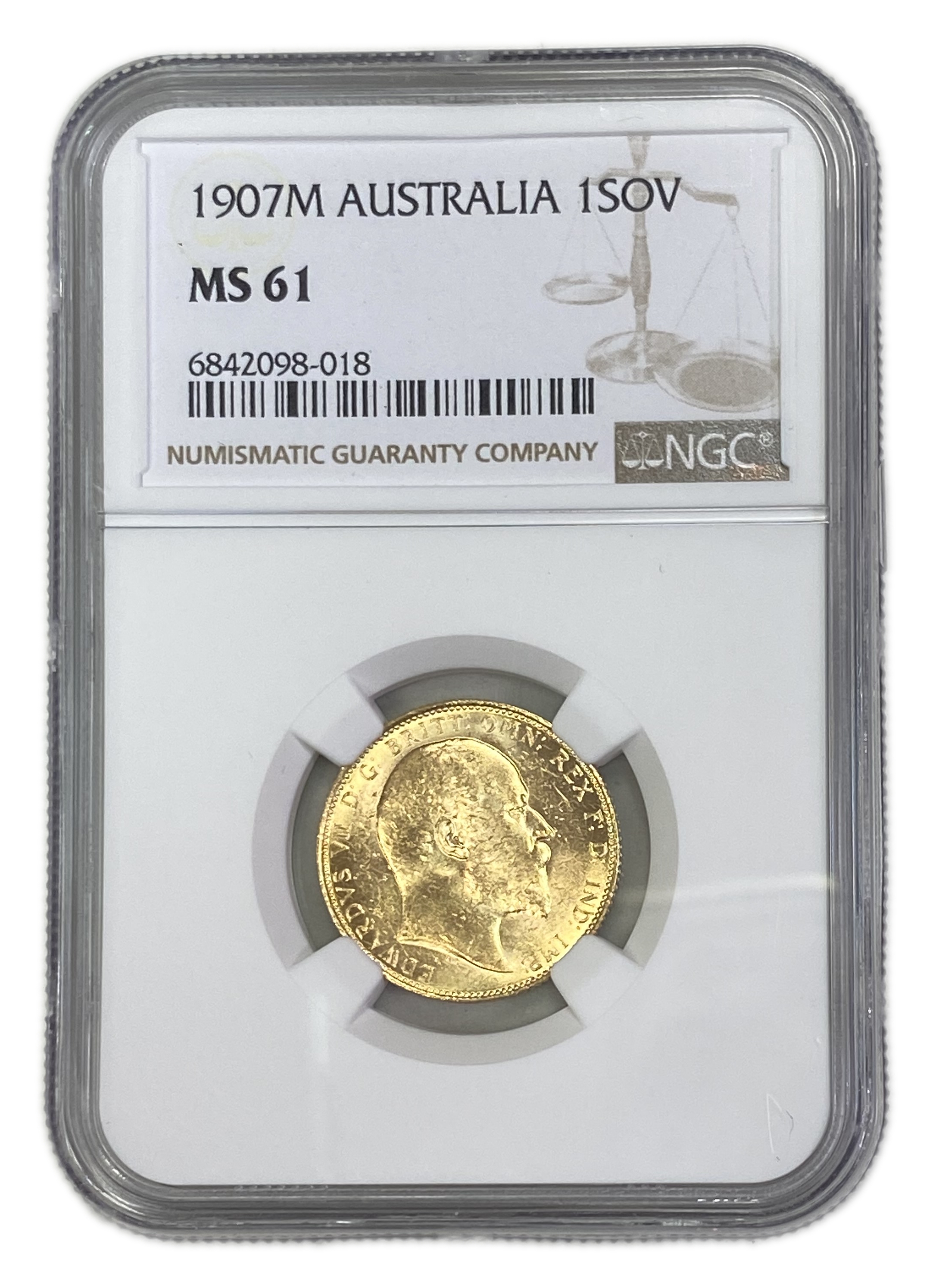 England (Great Britain) – Australia Melbourne – 1 Sovereign 1907 M – Edward VII – NGC MS 61 - Gold 917, 7.988g - 1 0