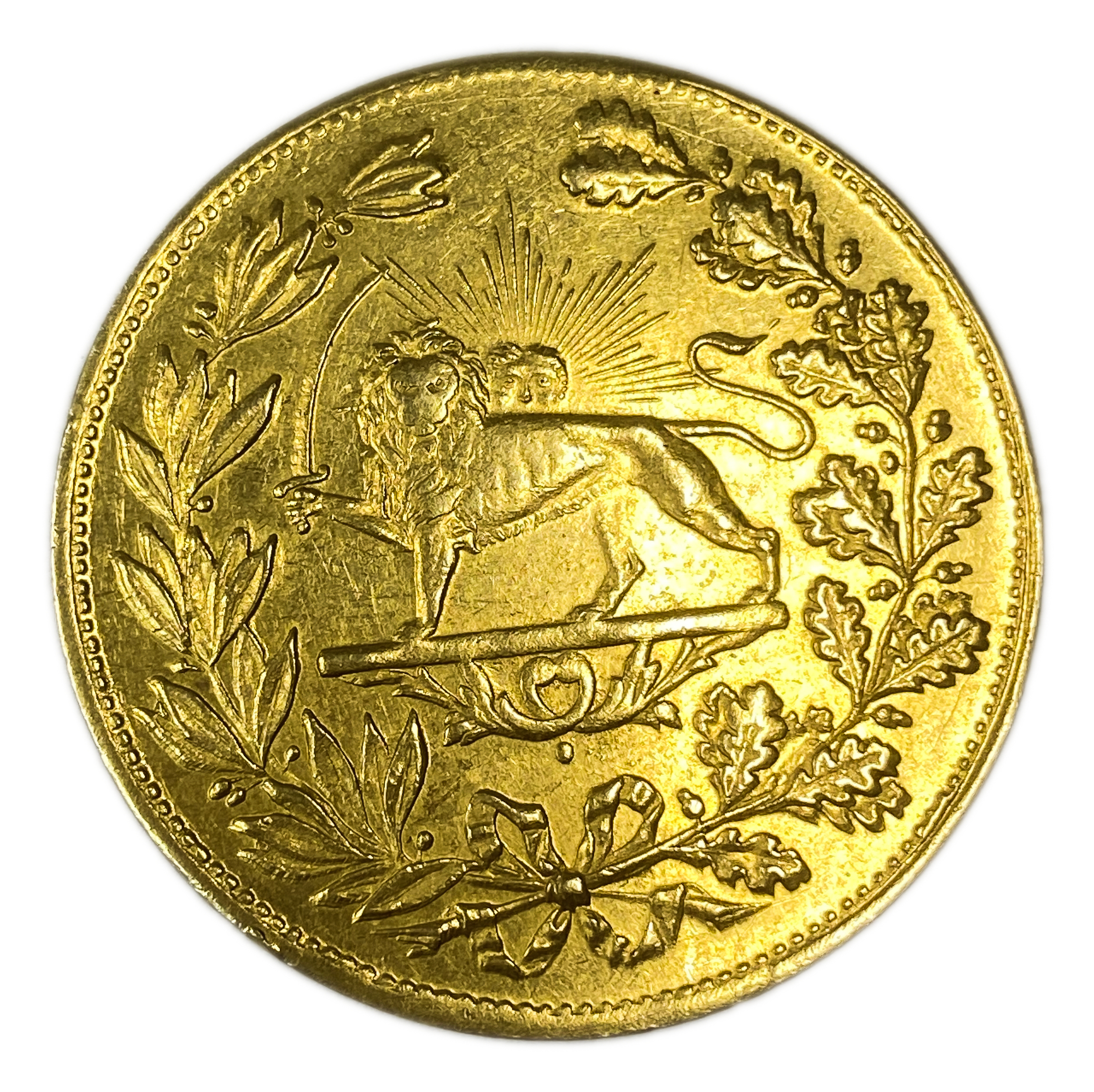 Iran - Medal in value of 5 Tomans 1905 (AH 1323) - Muzaffar Aldin shah qajar Award for Bravery - Extremely Rare - ... - 1 1