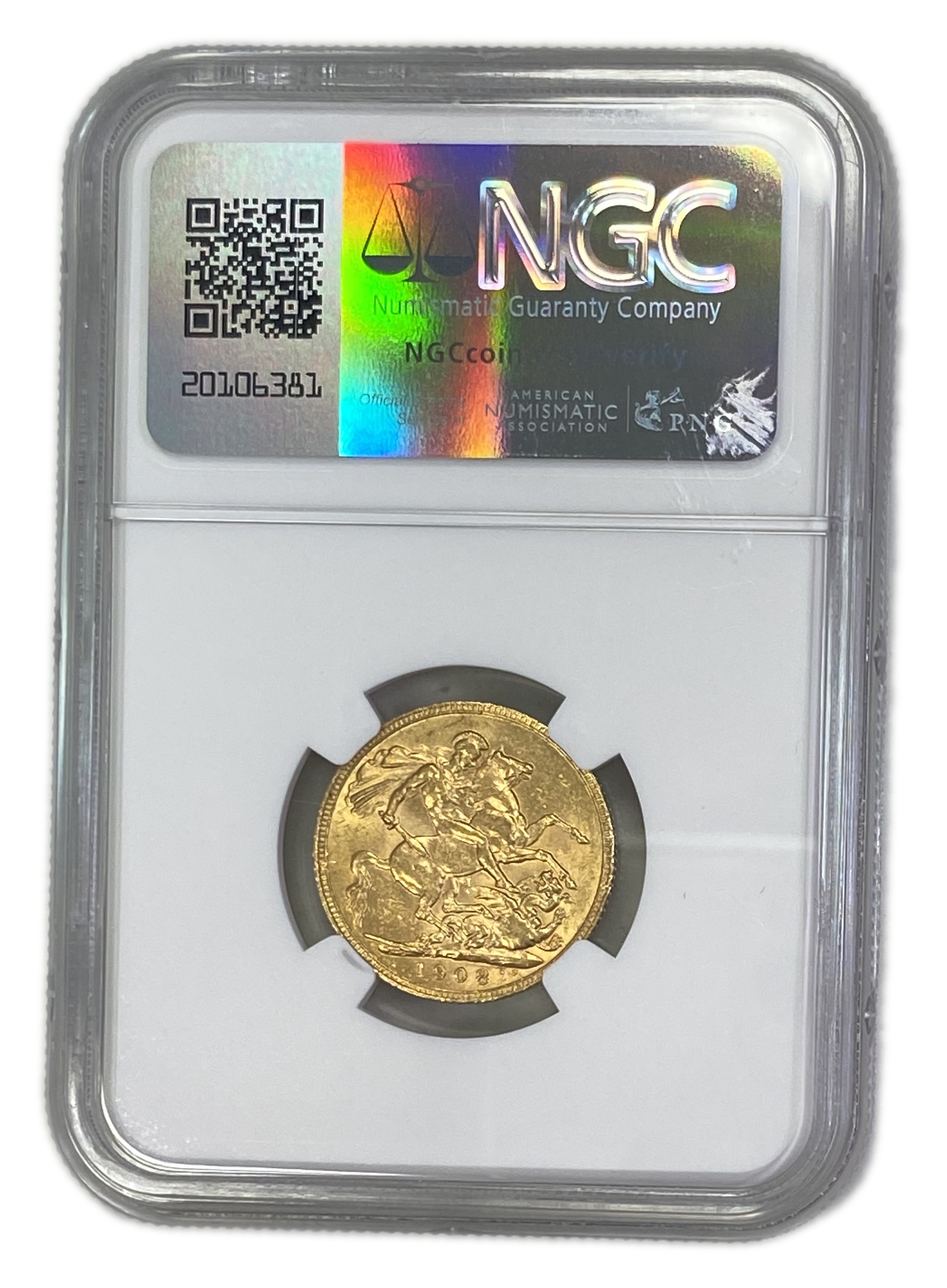 England (Great Britain) – 1 Sovereign 1908 – Edward VII – NGC AU 58 - Gold 917, 7.988g - 1 1