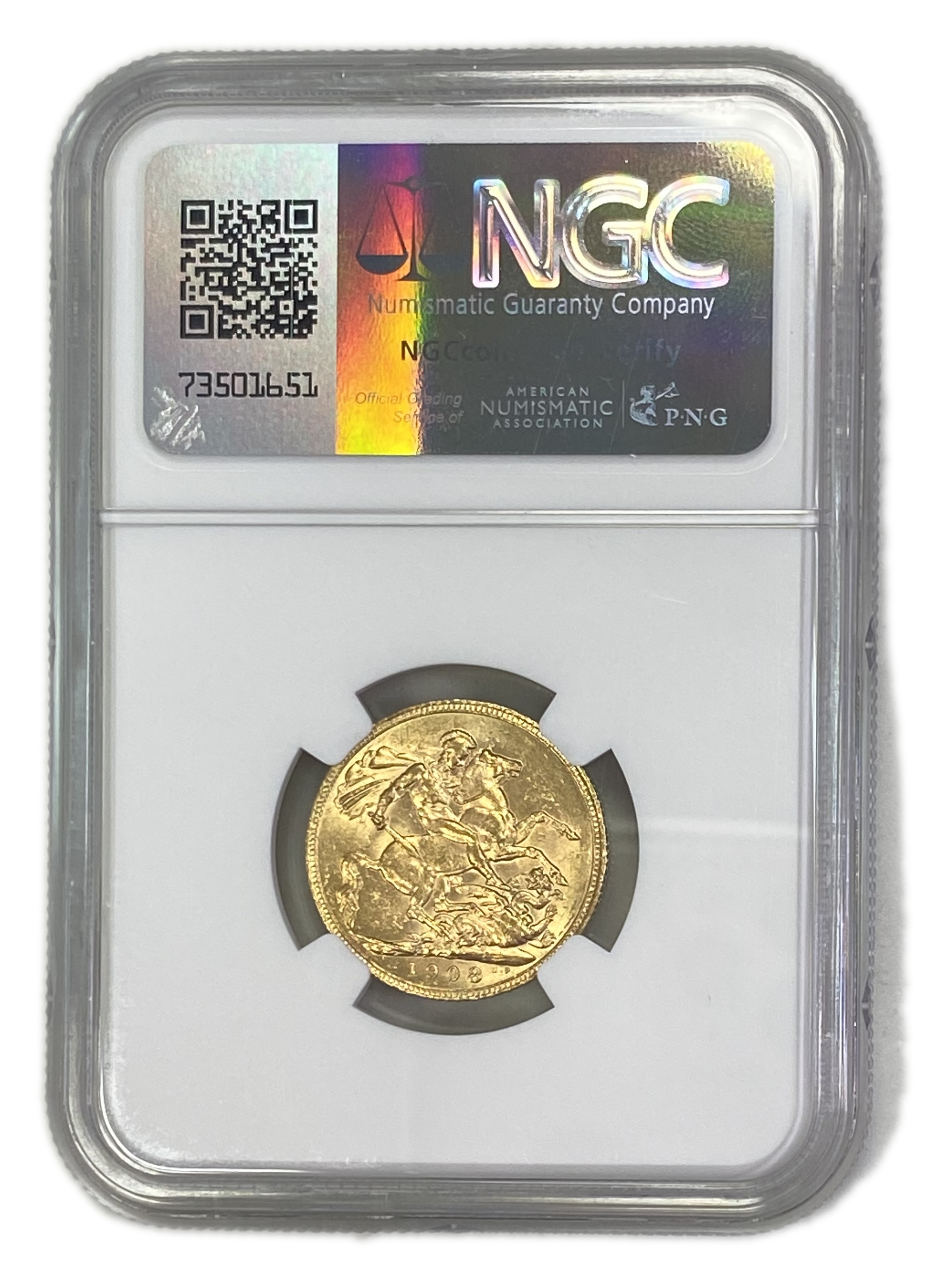 England (Great Britain) – 1 Sovereign 1908 – Edward VII – NGC AU 58 - Gold 917, 7.988g - 1 1