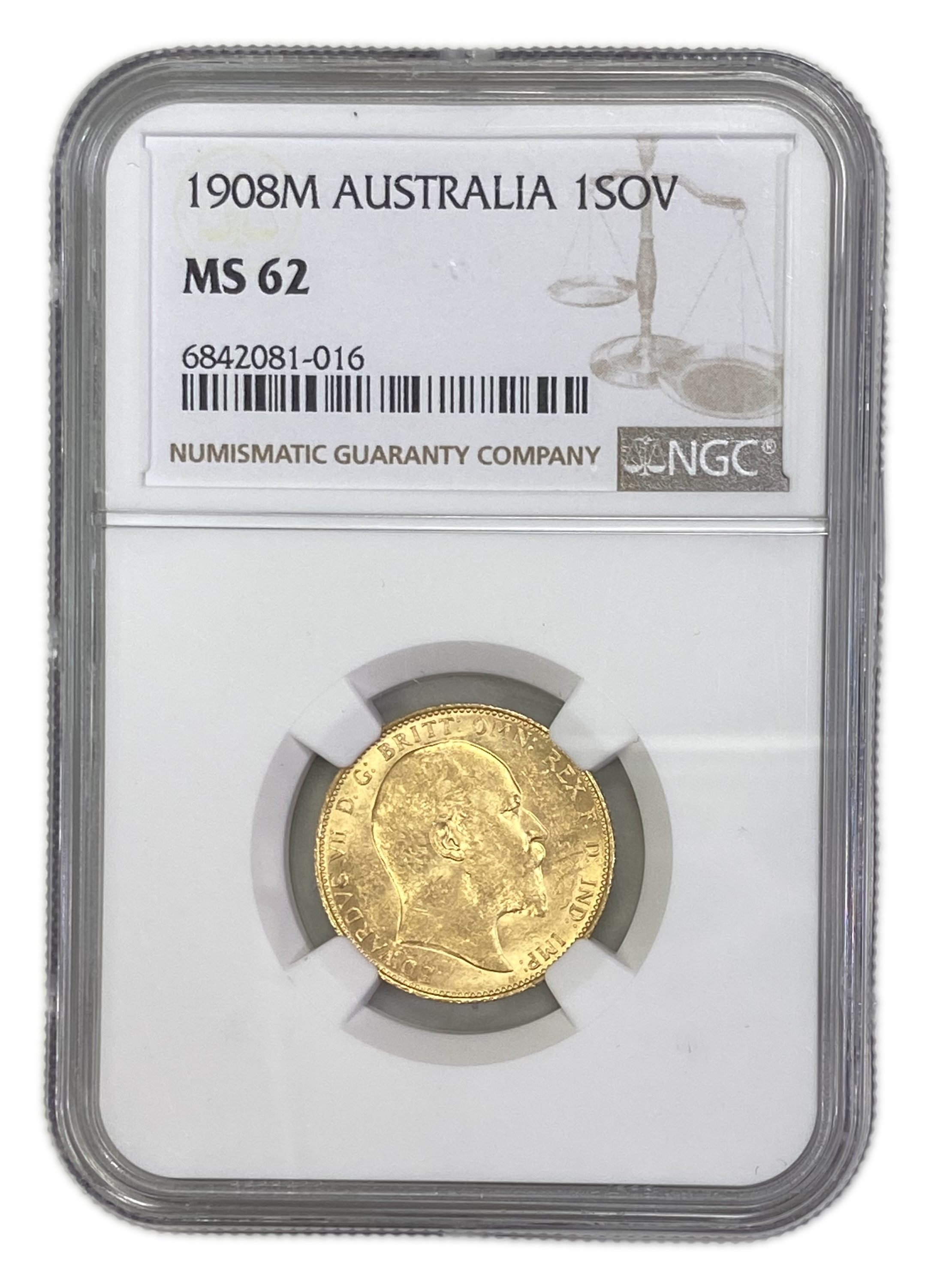 England (Great Britain) – Australia Melbourne – 1 Sovereign 1908 M – Edward VII – NGC MS 62 - Gold 917, 7.988g - 1 0