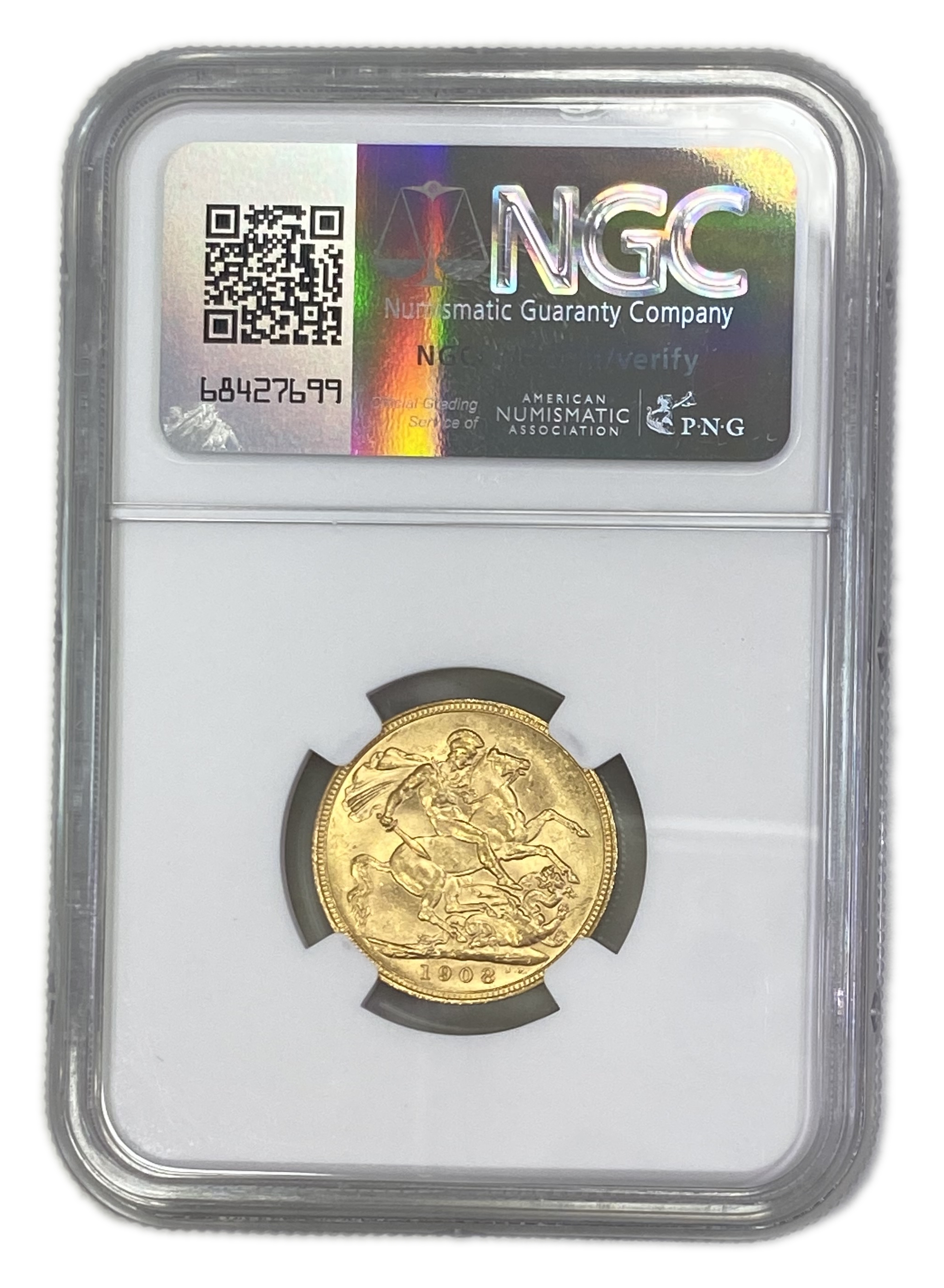 England (Great Britain) – Australia Melbourne – 1 Sovereign 1908 M – Edward VII – NGC MS 62 - Gold 917, 7.988g - 1 1