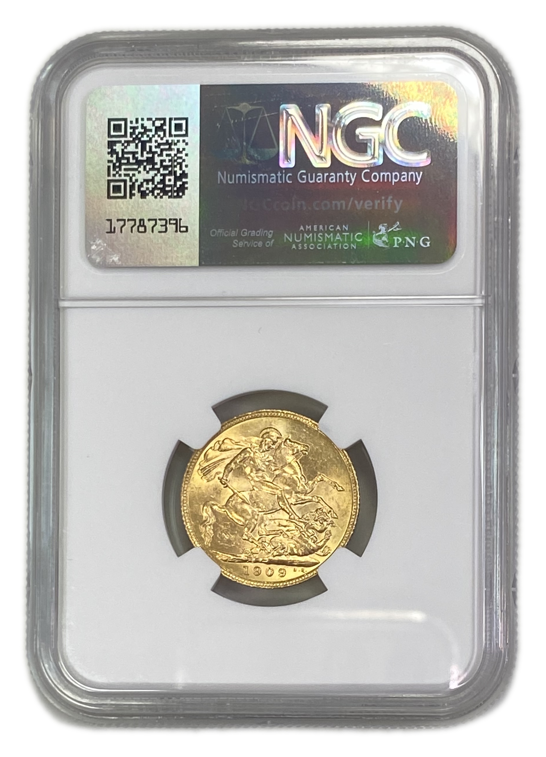 England (Great Britain) – 1 Sovereign 1909 – Edward VII – NGC MS 60 - Gold 917, 7.988g - 1 1