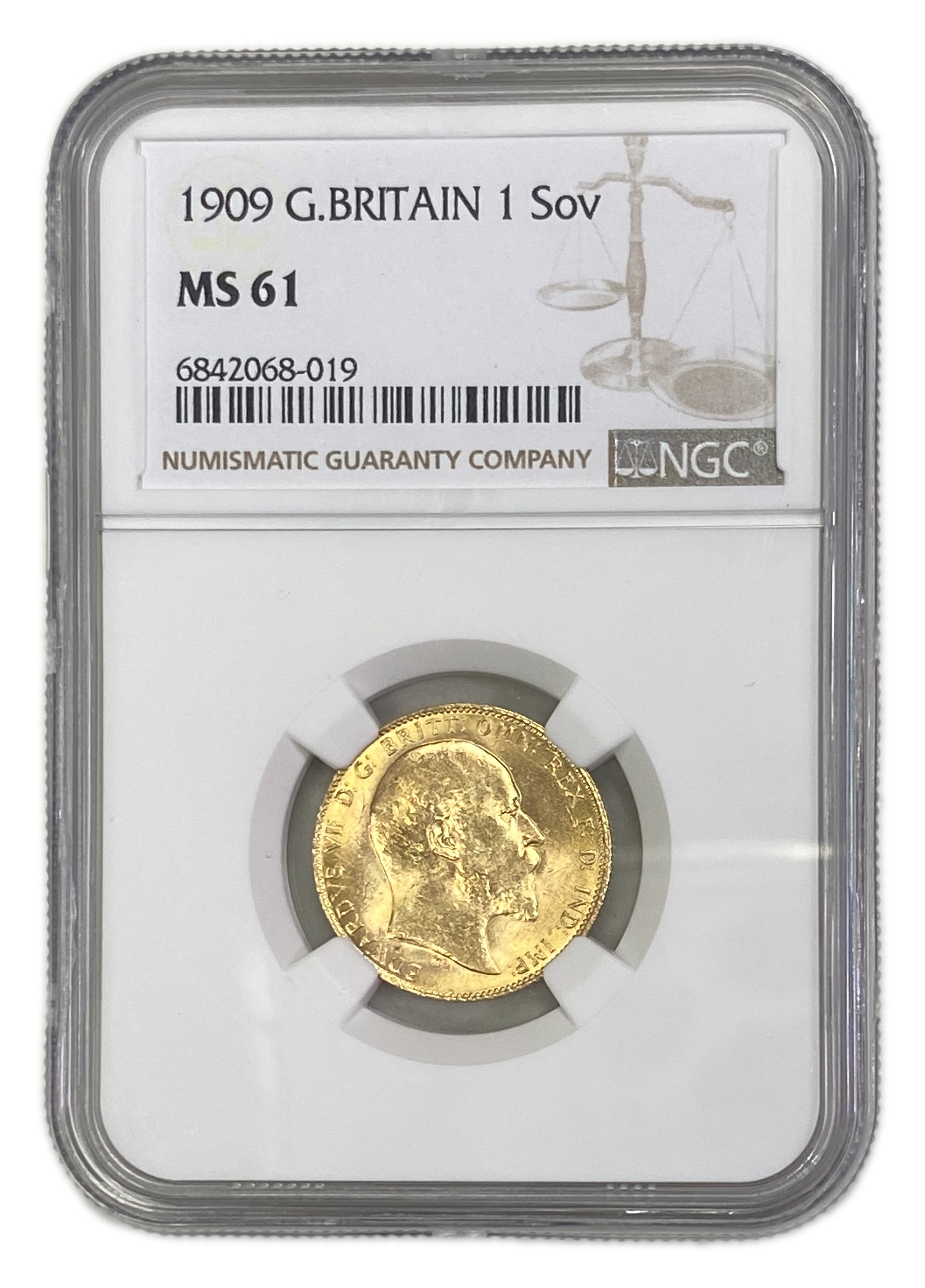 England (Great Britain) – 1 Sovereign 1909 – Edward VII – NGC MS 61 - Gold 917, 7.988g