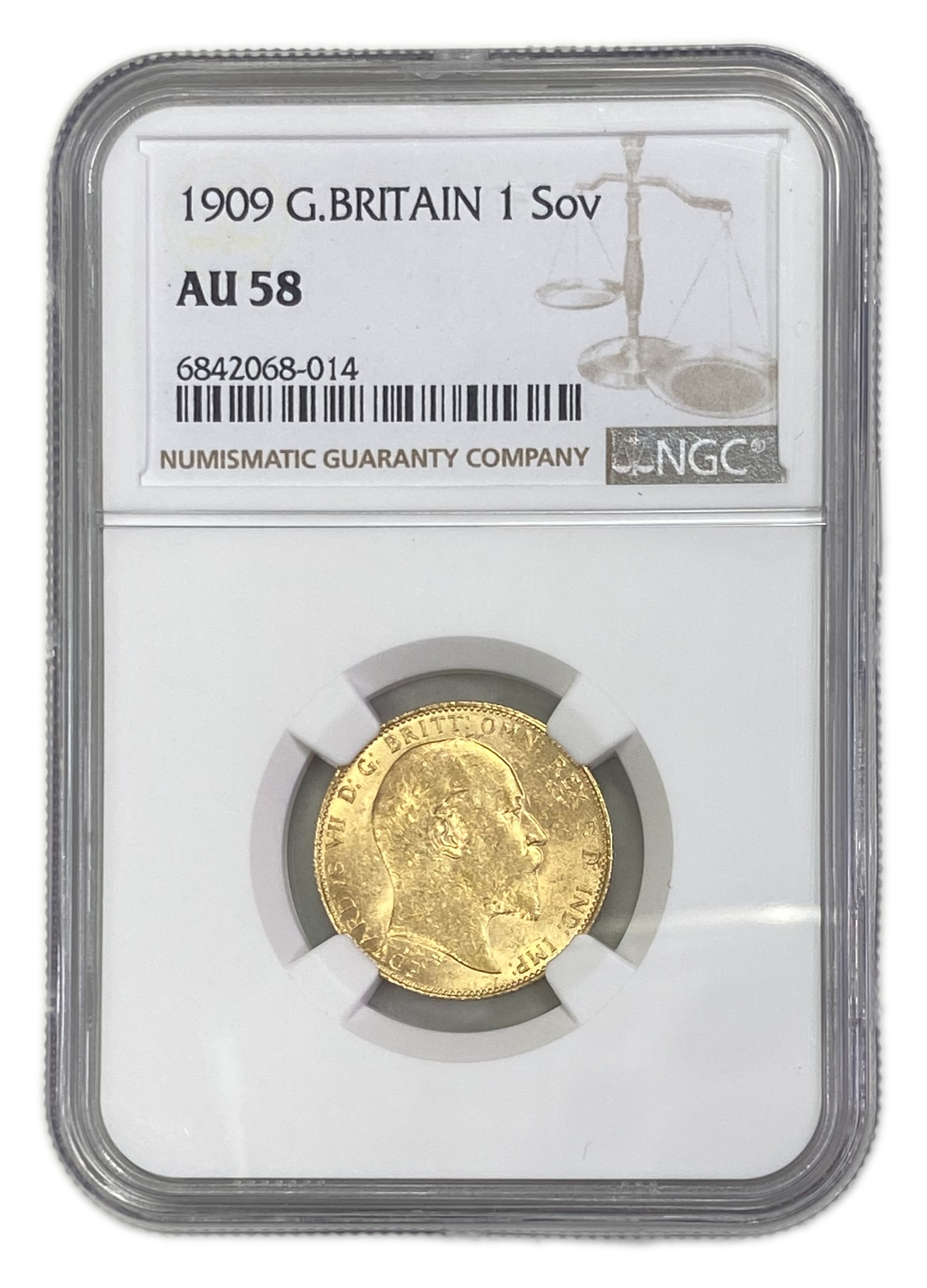England (Great Britain) – 1 Sovereign 1909 – Edward VII – NGC MS 61 - Gold 917, 7.988g