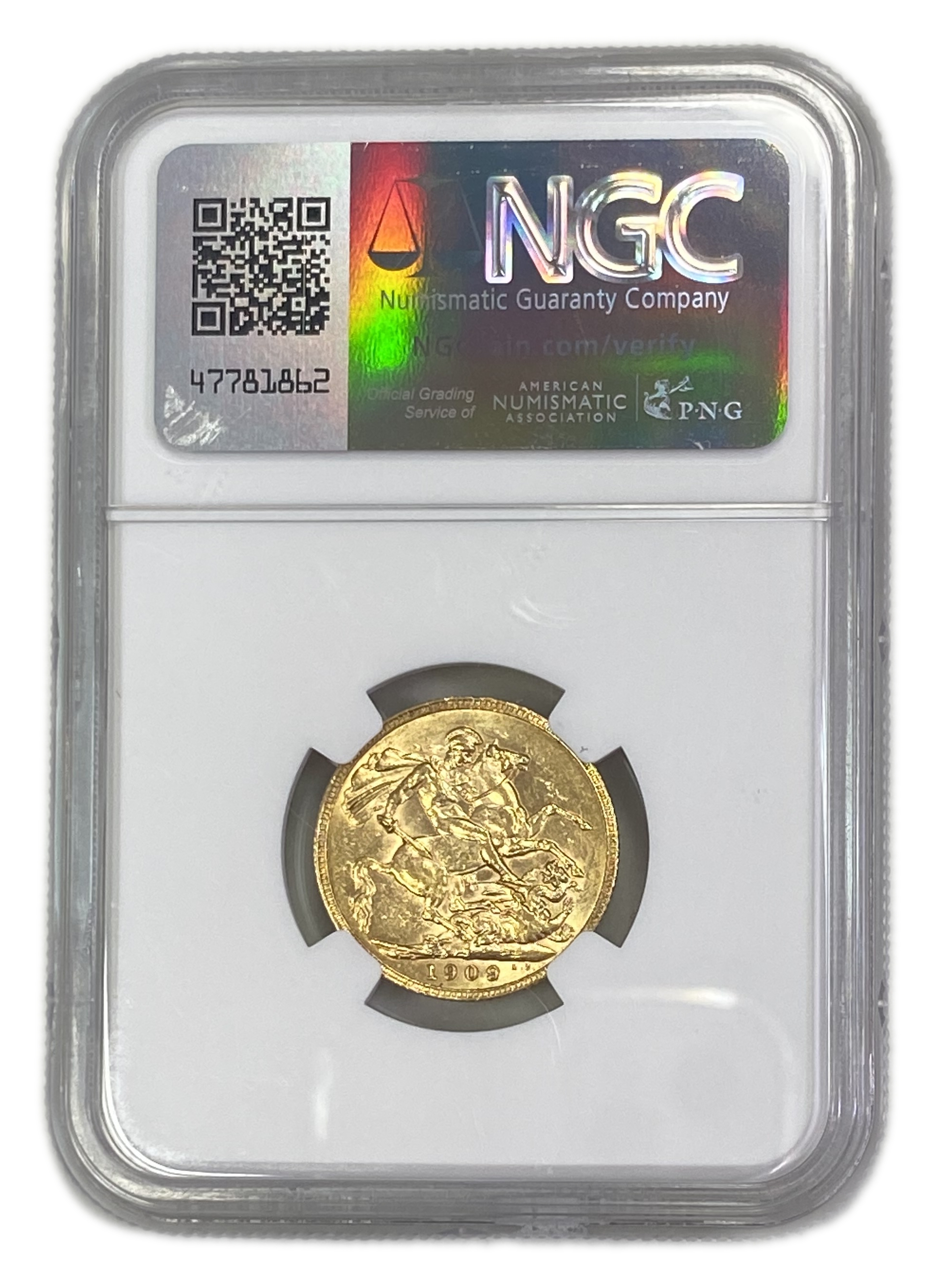 England (Great Britain) – 1 Sovereign 1909 – Edward VII – NGC MS 61 - Gold 917, 7.988g - 1 1