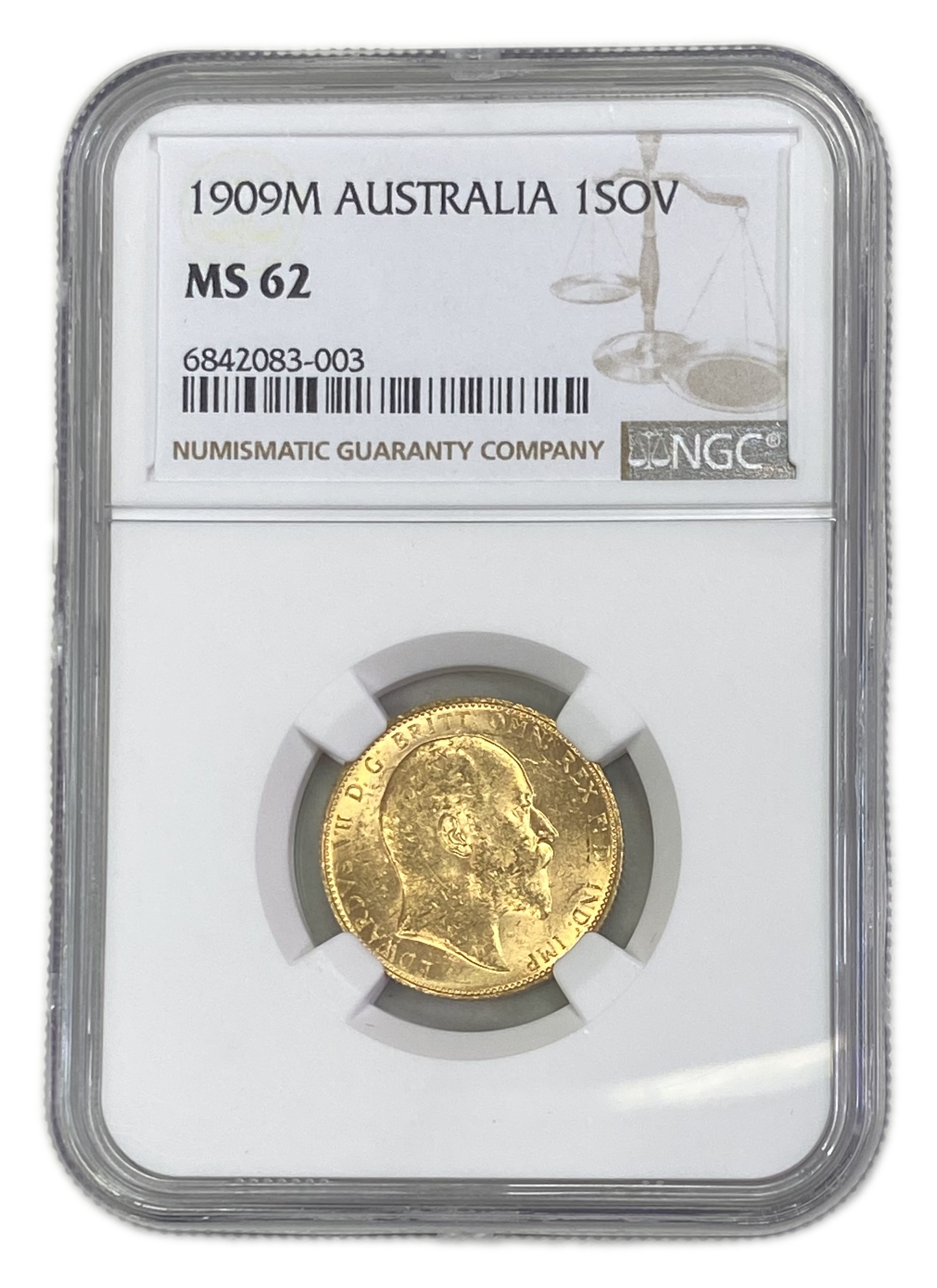 England (Great Britain) – Australia Melbourne – 1 Sovereign 1909 M – Edward VII – NGC MS 62 - Gold 917, 7.988g - 1 0