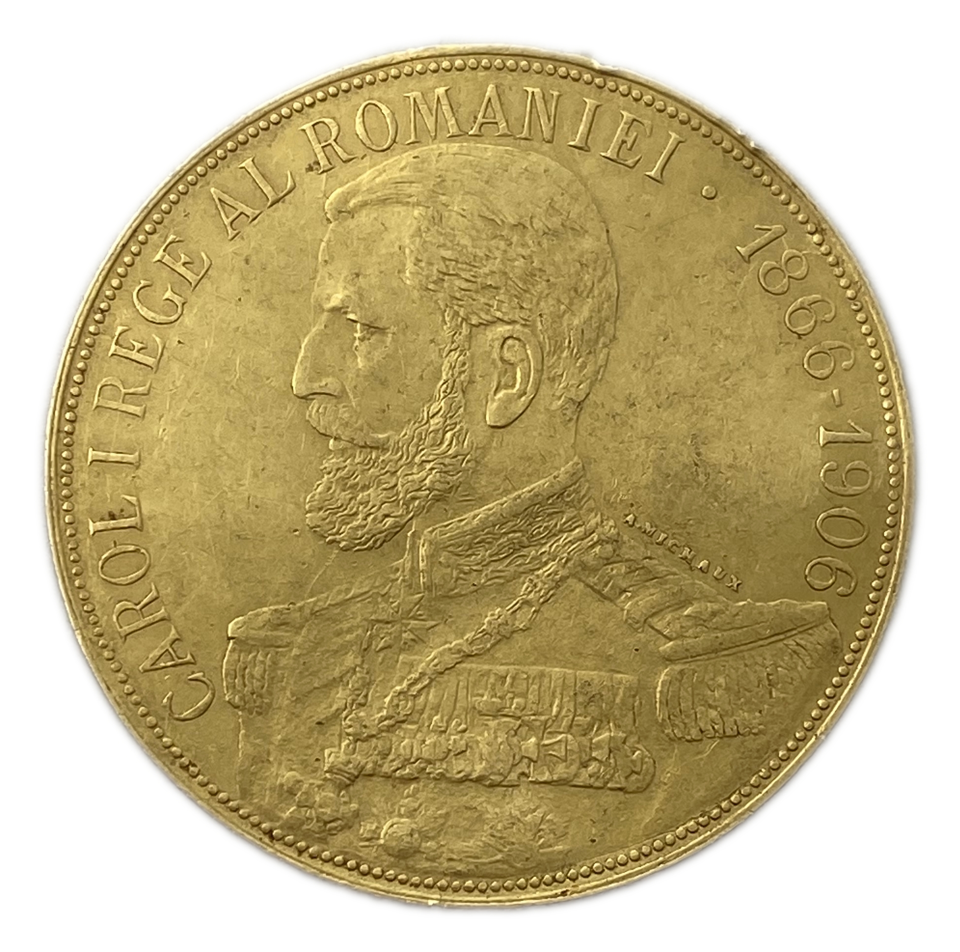 Romania - 50 Lei 1906 - Carol I Reign of Carol I - Rare - Gold 900, 16.1g, 35mm - 1 0