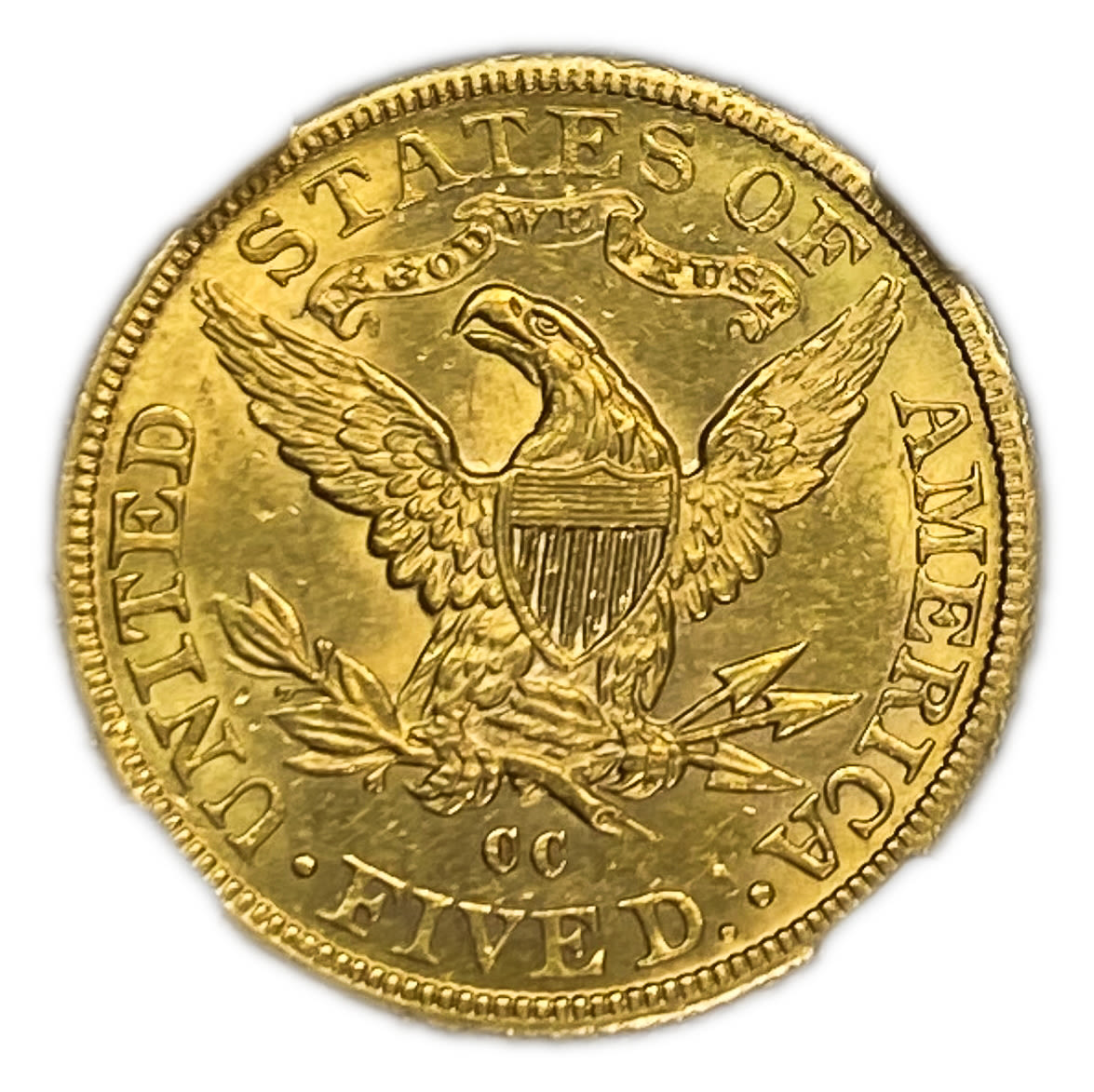 USA - 5 Dollars 1891 with CC - Coronet Head - With motto - NGC MS 62 - 1 1