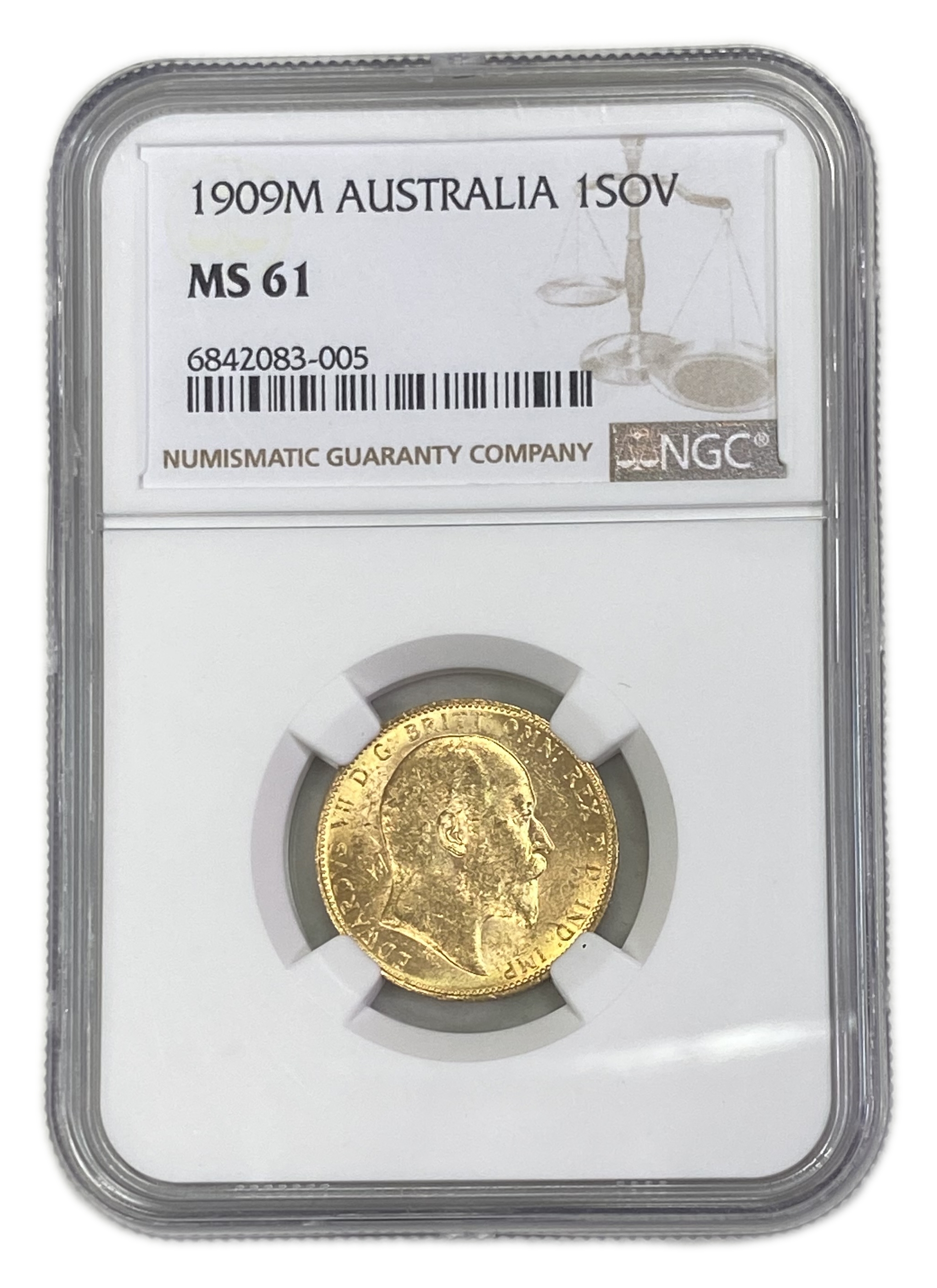 England (Great Britain) – Australia Melbourne – 1 Sovereign 1909 M – Edward VII – NGC MS 61 - Gold 917, 7.988g - 1 0