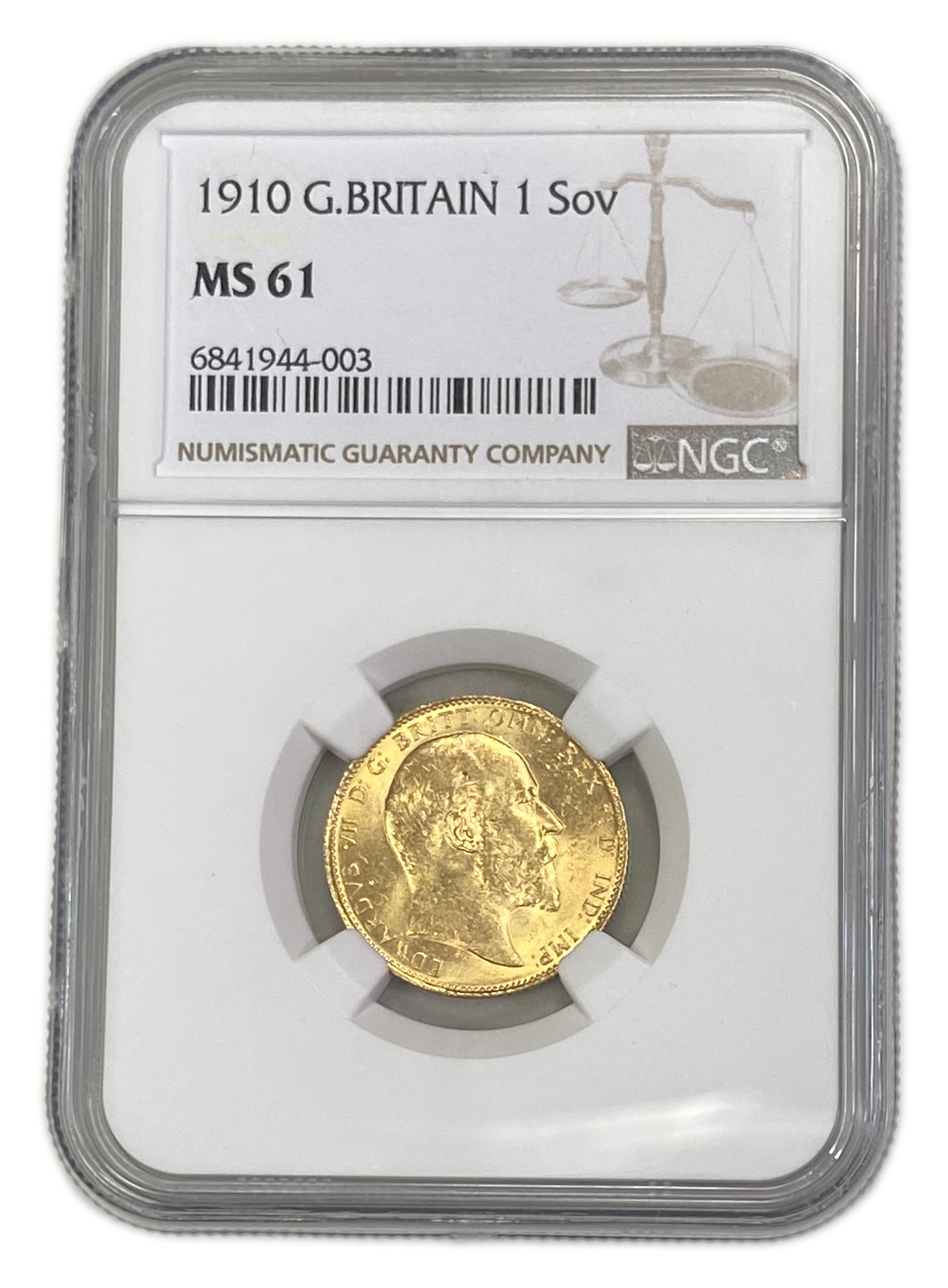 England (Great Britain) – 1 Sovereign 1910 – Edward VII – NGC MS 61 - Gold 917, 7.988g