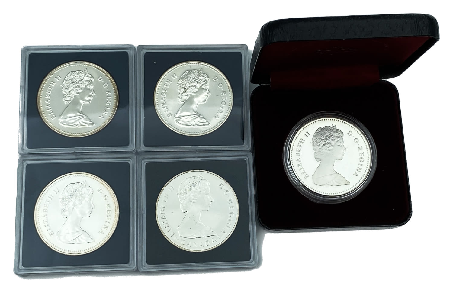 Canada - lot of 5 silver dollar coins from 1983, 1985 1986 - made of silver - 1 1