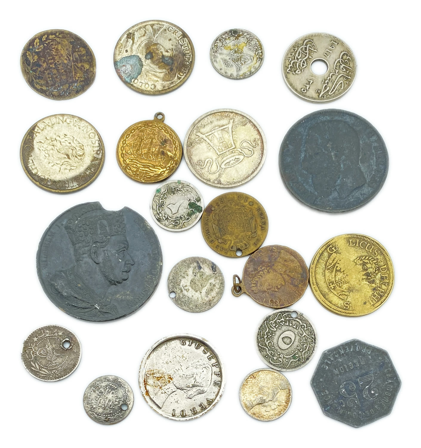 Turkey / Ottoman Empire - a collection of 20 coins and medals that were used during the Ottoman Empire - different ... - 1 0