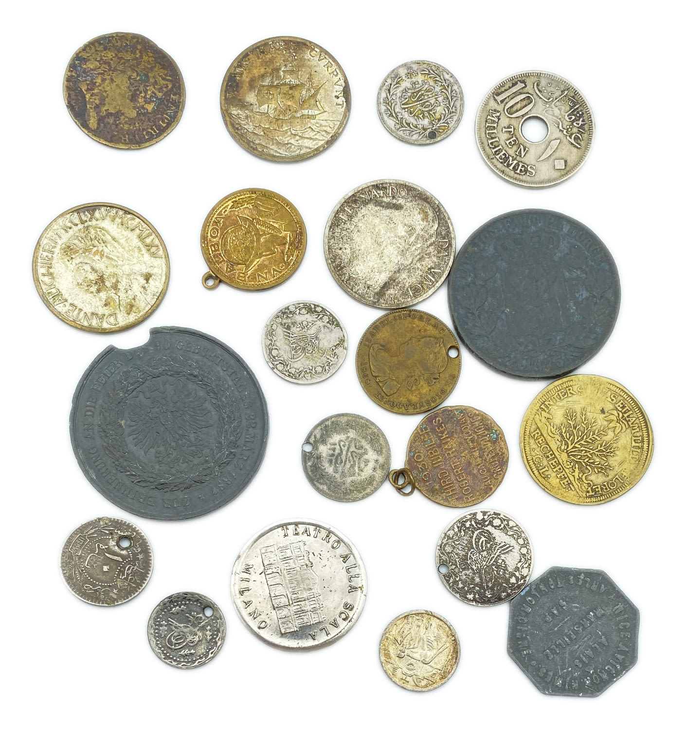 Turkey / Ottoman Empire - a collection of 20 coins and medals that were used during the Ottoman Empire - different ... - 1 1