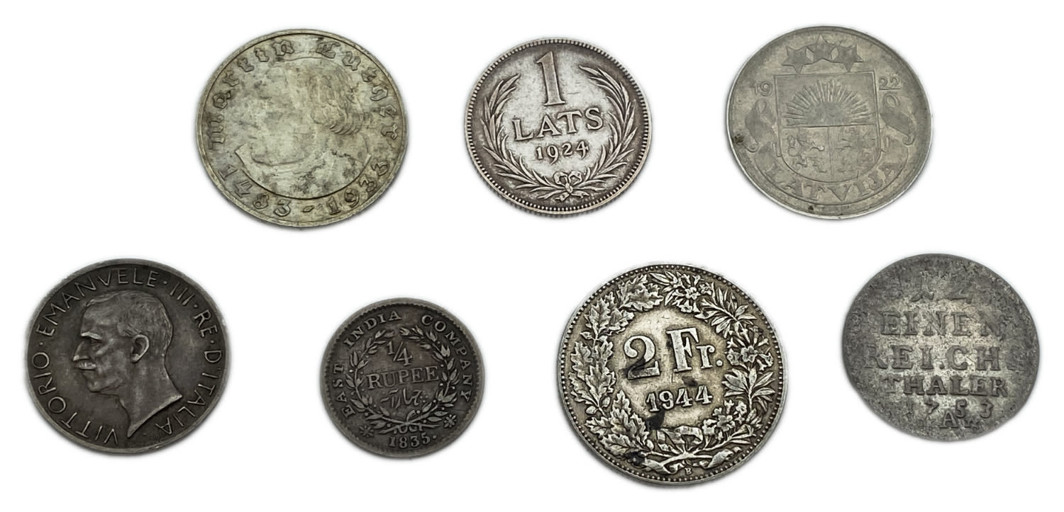 World - a collection of 7 silver coins from different countries in the world - different years and conditions - 1 0