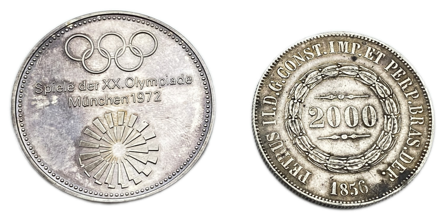World - 2 silver coins from different countries in the world - different years and conditions - 1 0