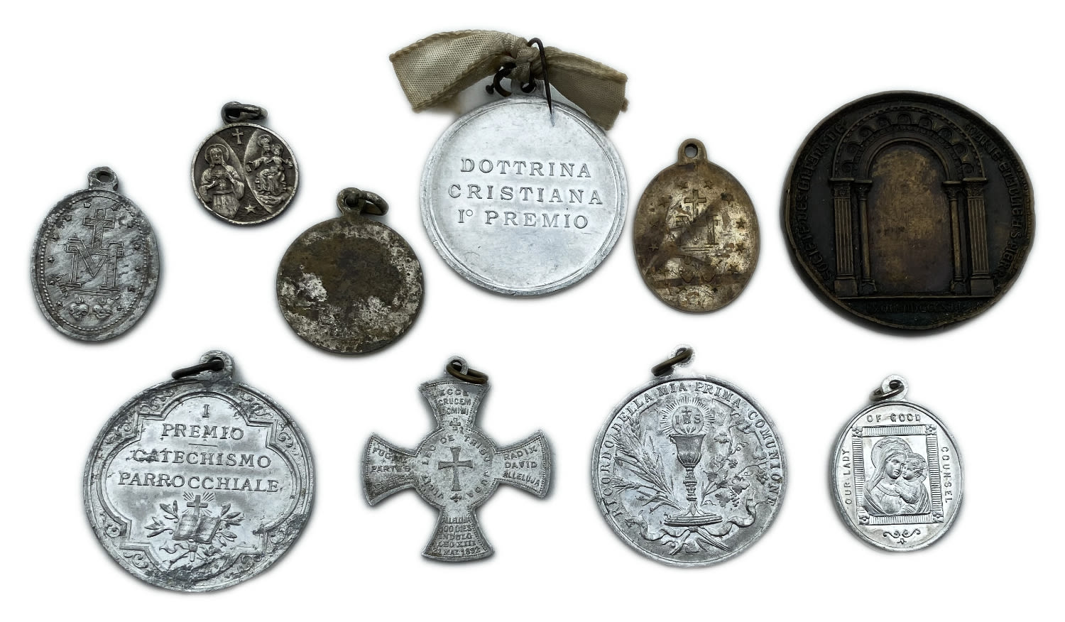 World - a collection of 10 very old medals on the subject of Christianity, saints of the Christian religion figures - 1 1
