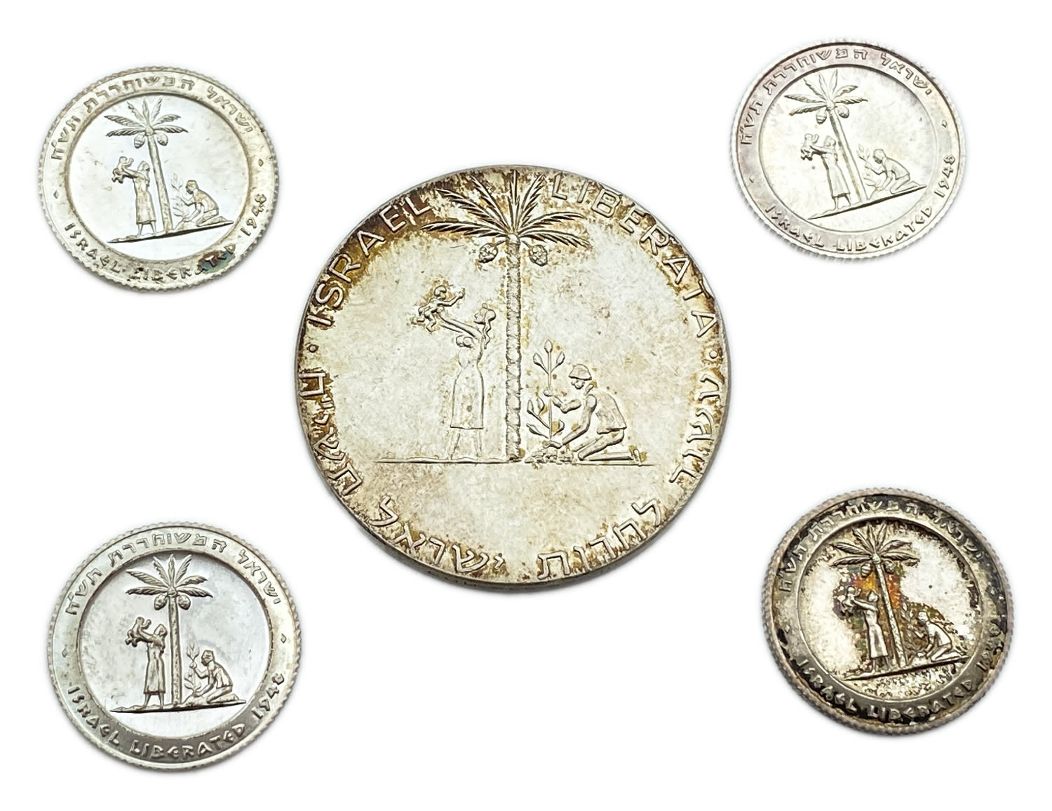 Israel - Lot of 5 medals, Liberation, State Medal - Silver 935 - 35mm, 19mm
