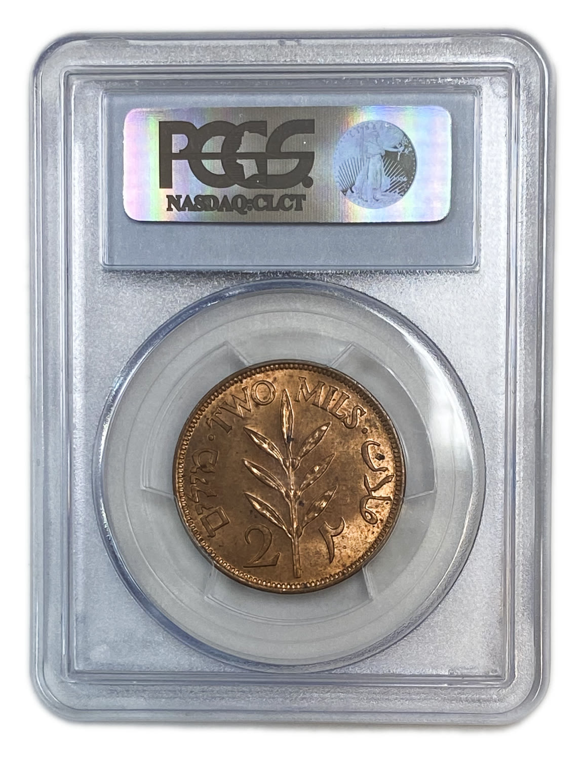 Palestine - 2 Mils 1945 - PCGS MS 63 RB - 1 3