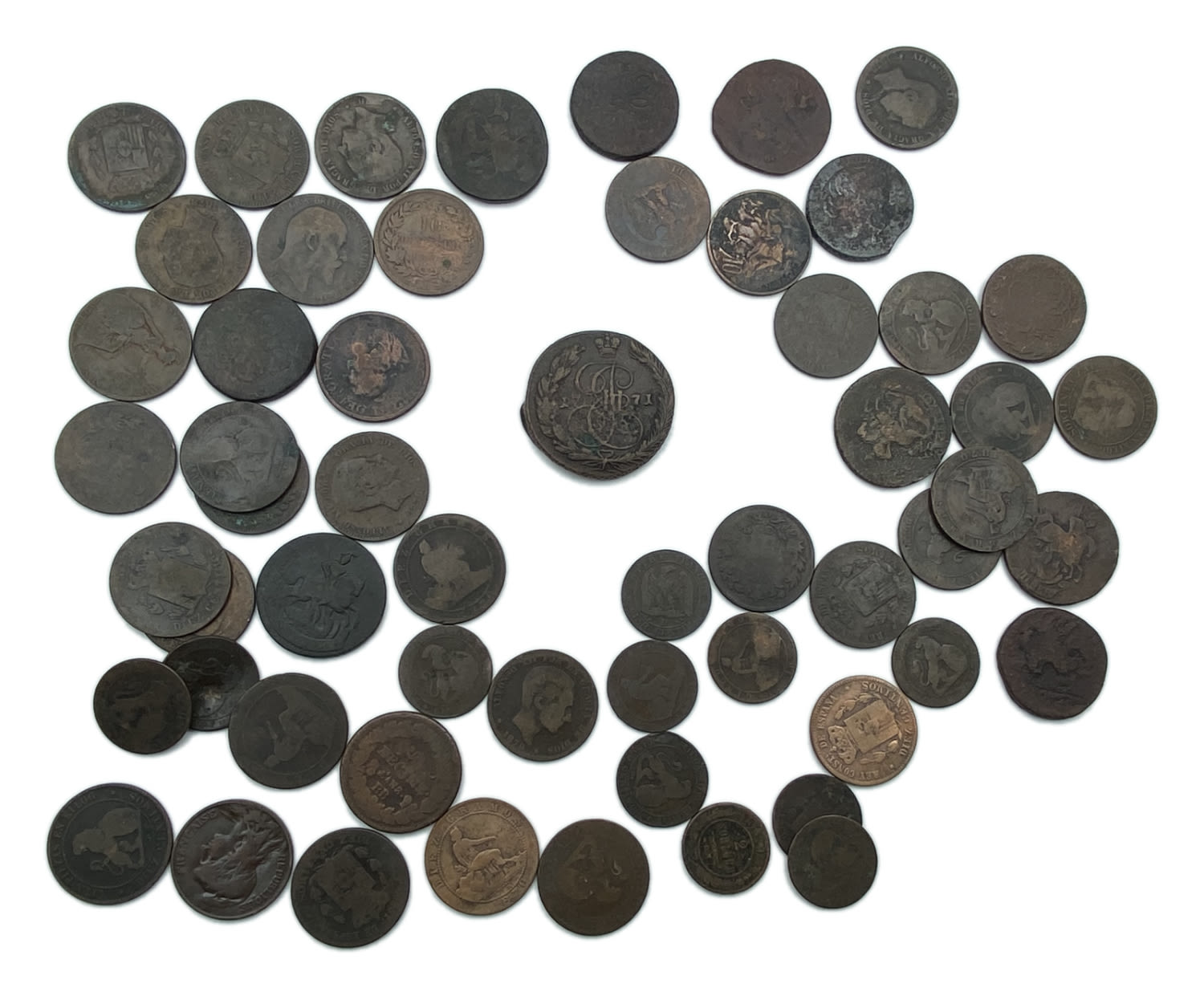 Russia - a collection of 56 coins, values and different years - 1700's, 1800's - 1 0