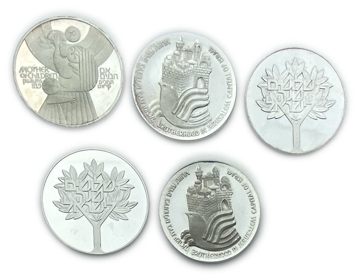 Israel - Set of 5 coins 25, 50 lira 1977, 1978, 1979 made of silver - The Governmental Society for Coins and Medals - 1 1