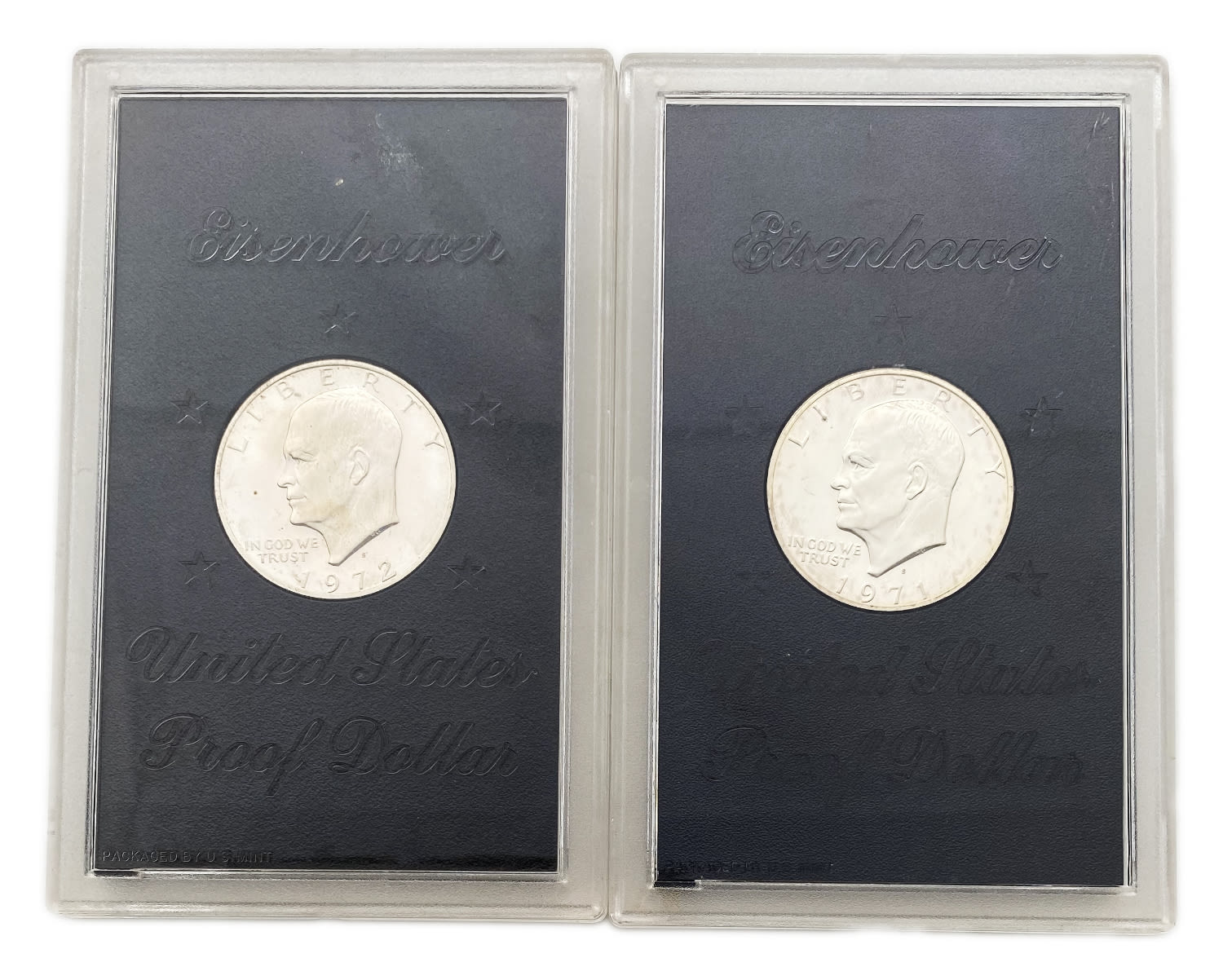 USA - 2 Coins of 1 Dollar 1971, 1972 - "Eisenhower Dollar" Silver Collectors' Issue - 1 0