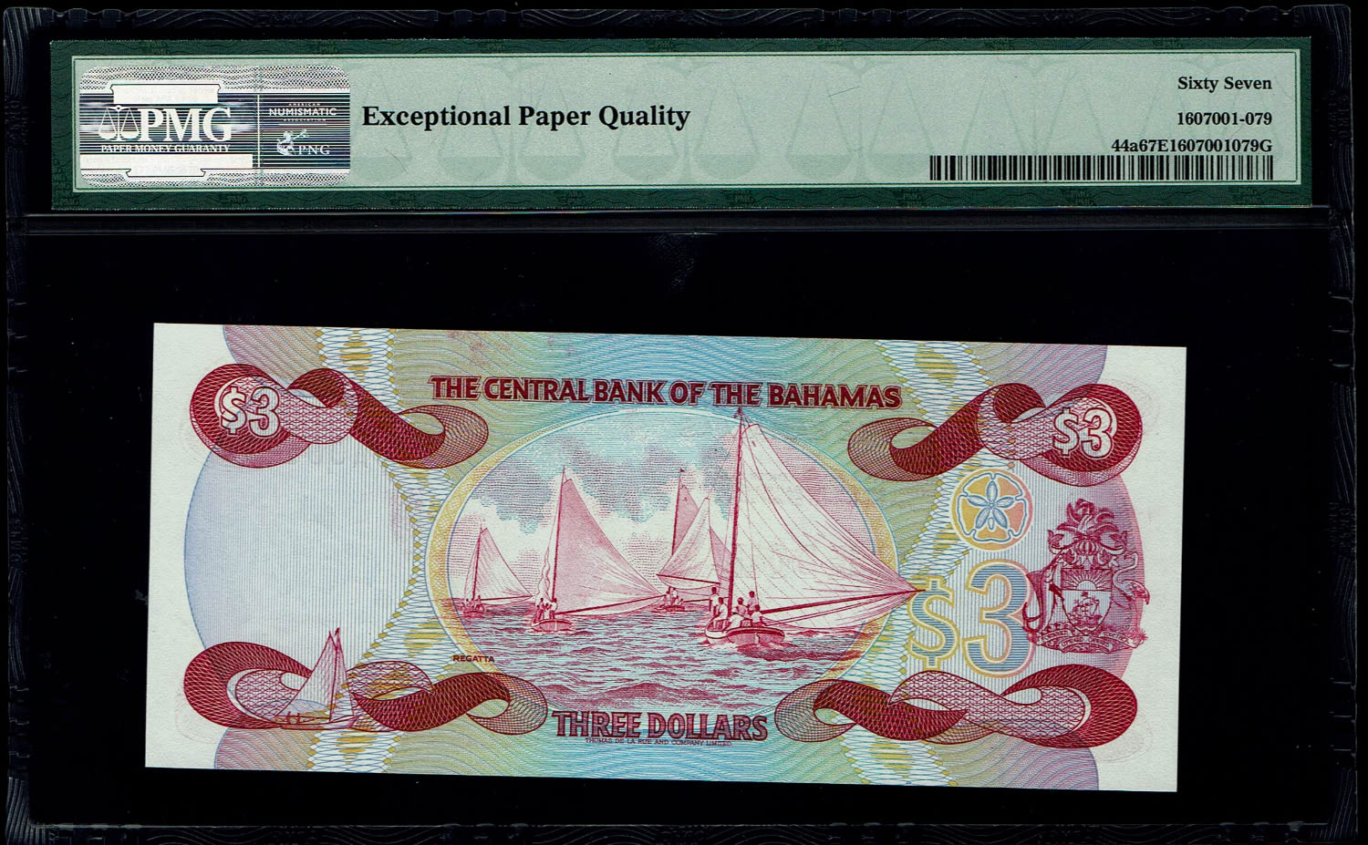 Bahamas - 3 Dollars 1974 (1984) - Elizabeth II - PMG 67 EPQ - 1 1