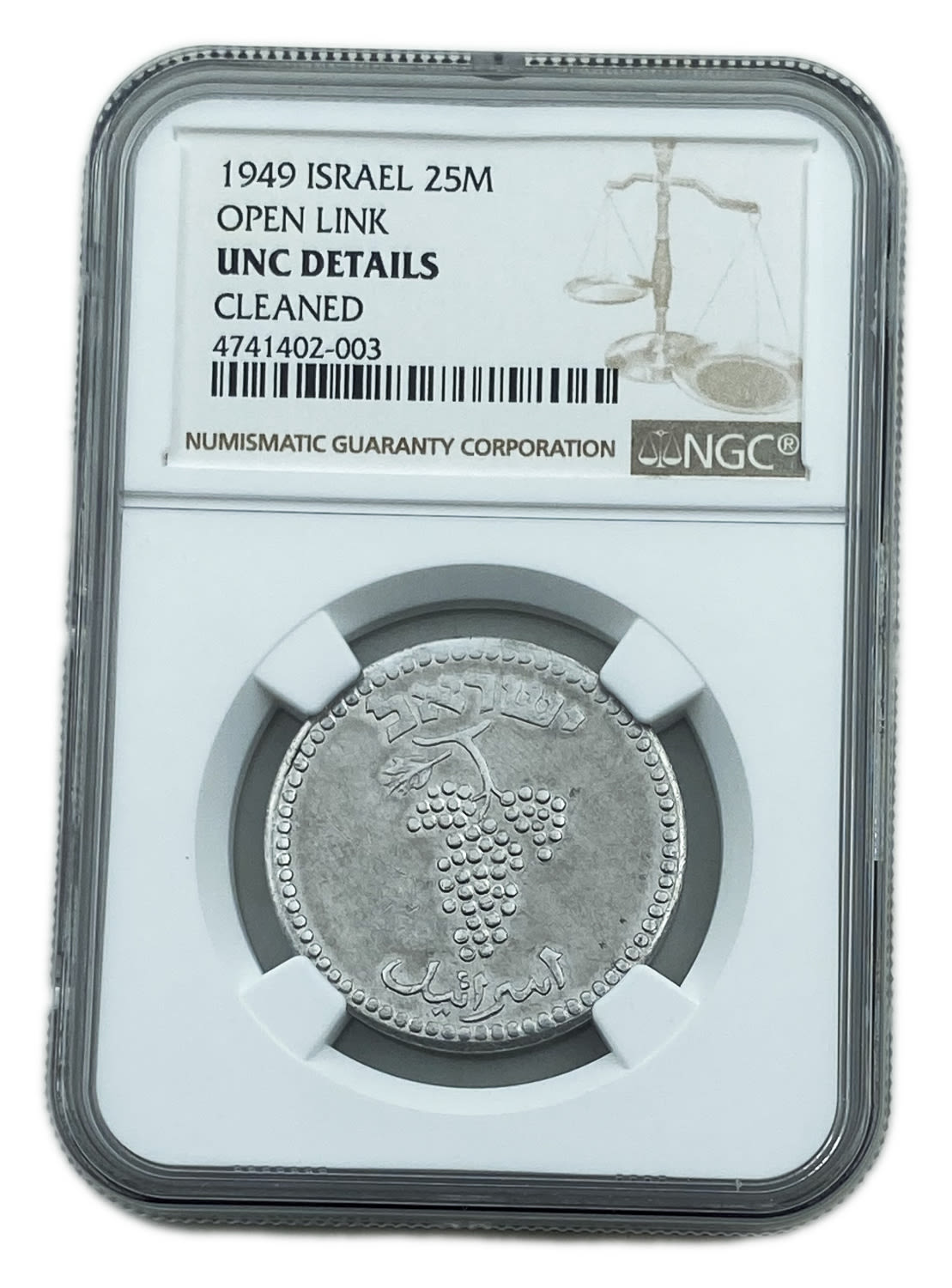Israel - 25 Mils 1949 - Close Link - NGC UNC DETAILS - 1 2