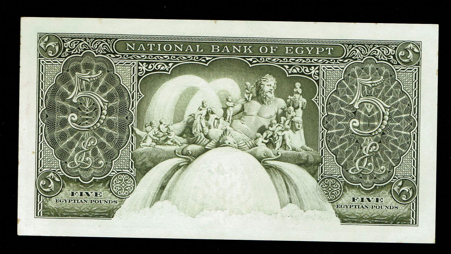 Egypt - 5 pound 1958 - XF
Obverse:Dark green, grey-blue and ... - 1 1