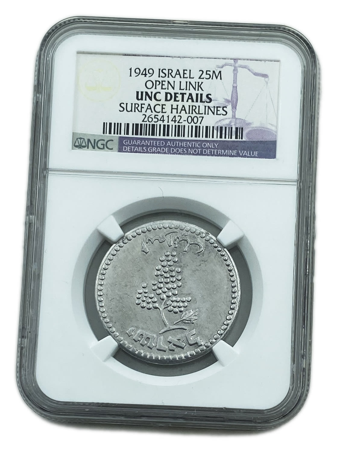 Israel - 25 Mils 1949 - Close Link - NGC UNC DETAILS - 1 2