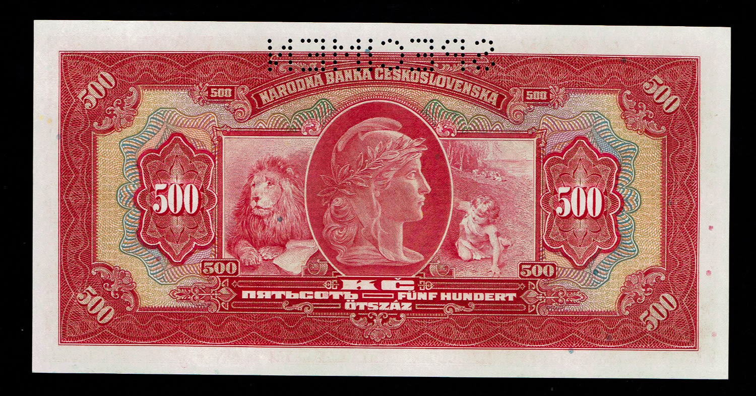 Czechoslovakia - 500 Korun 1929 - SPECIMEN - UNC - 1 1