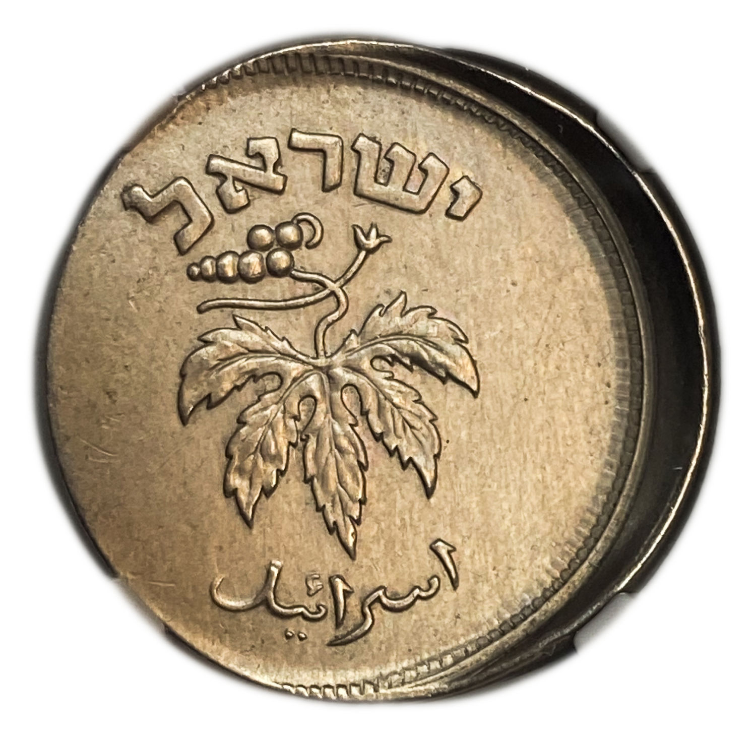 Israel - 50 Pruta 1949 - Minting Error - Off center + Hard Minted - NGC UNC DETAILS - 1 1