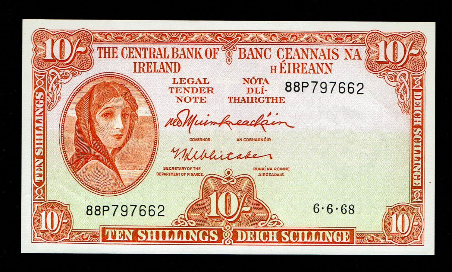 Ireland - 10 Shillings 1962 - 1968 - UNC - 1 0