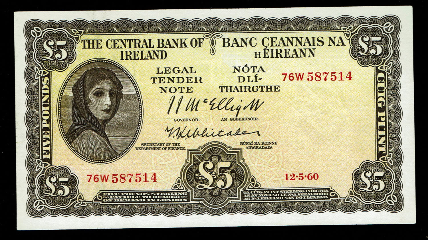 Ireland - 5 Pounds 1961-1975 - VF - 1 0