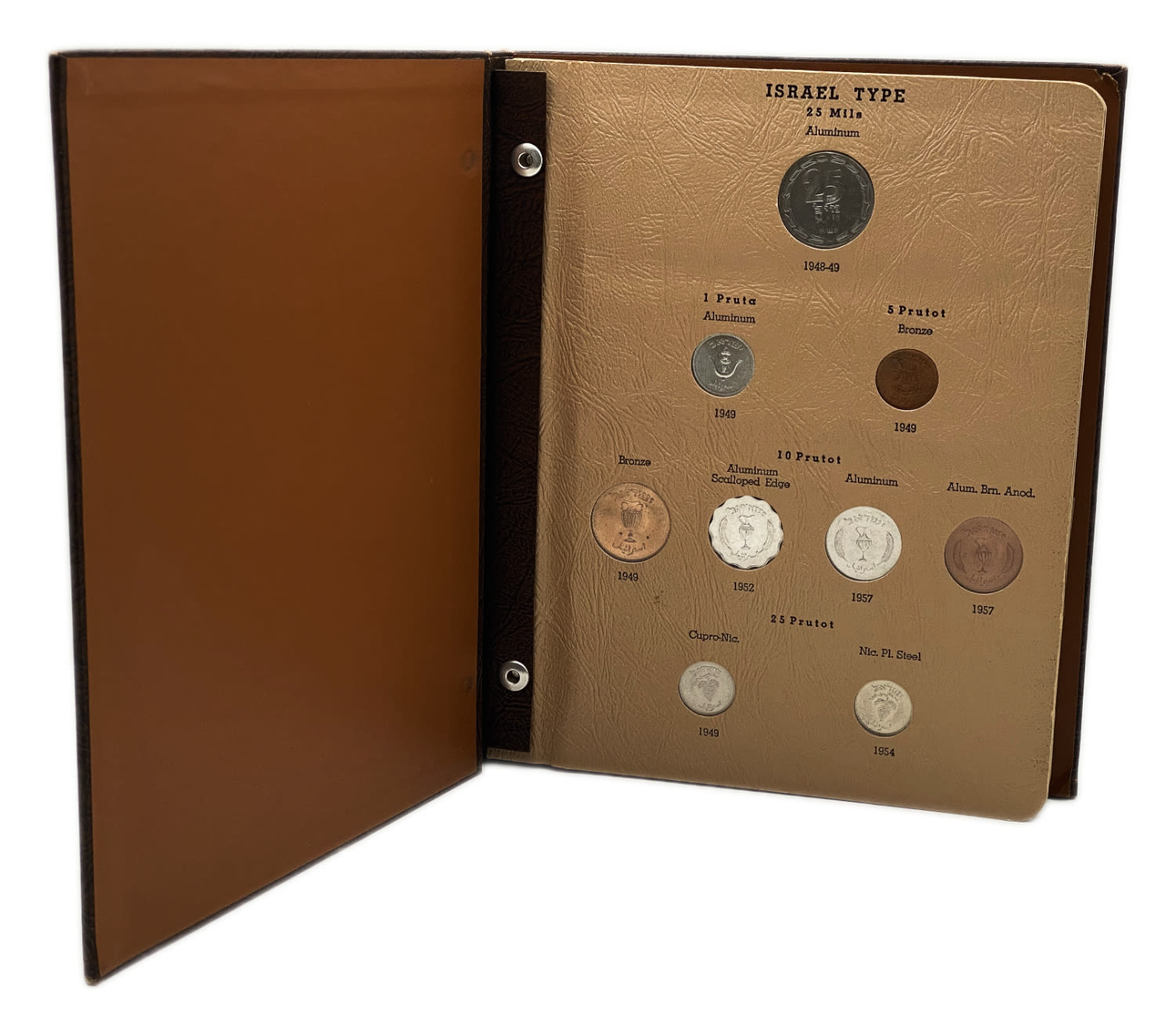 Israel - an impressive and unique coin album for Israeli coins, contains 3 coin pages full of Israeli coins from ... - 1 0