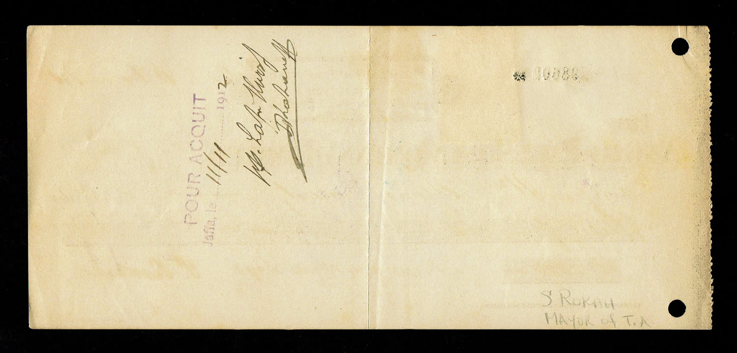 Paper money token - Palestine - Anglo (England) Palestine company check for 1000 francs 1912 - signature of Shimon ... - 1 1