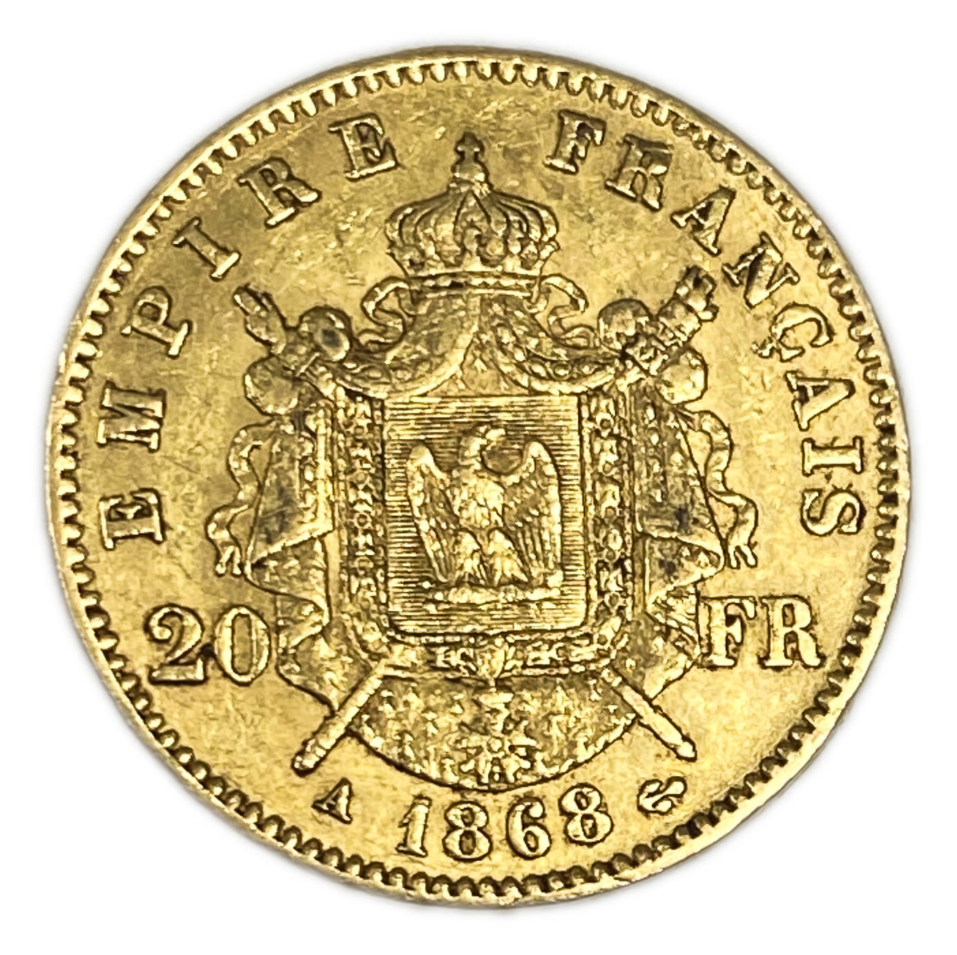 France - 20 Francs 1868 - Napoleon III - Gold 6.45, 6.45g, 21mm
Only 10% fees + VAT on this ...