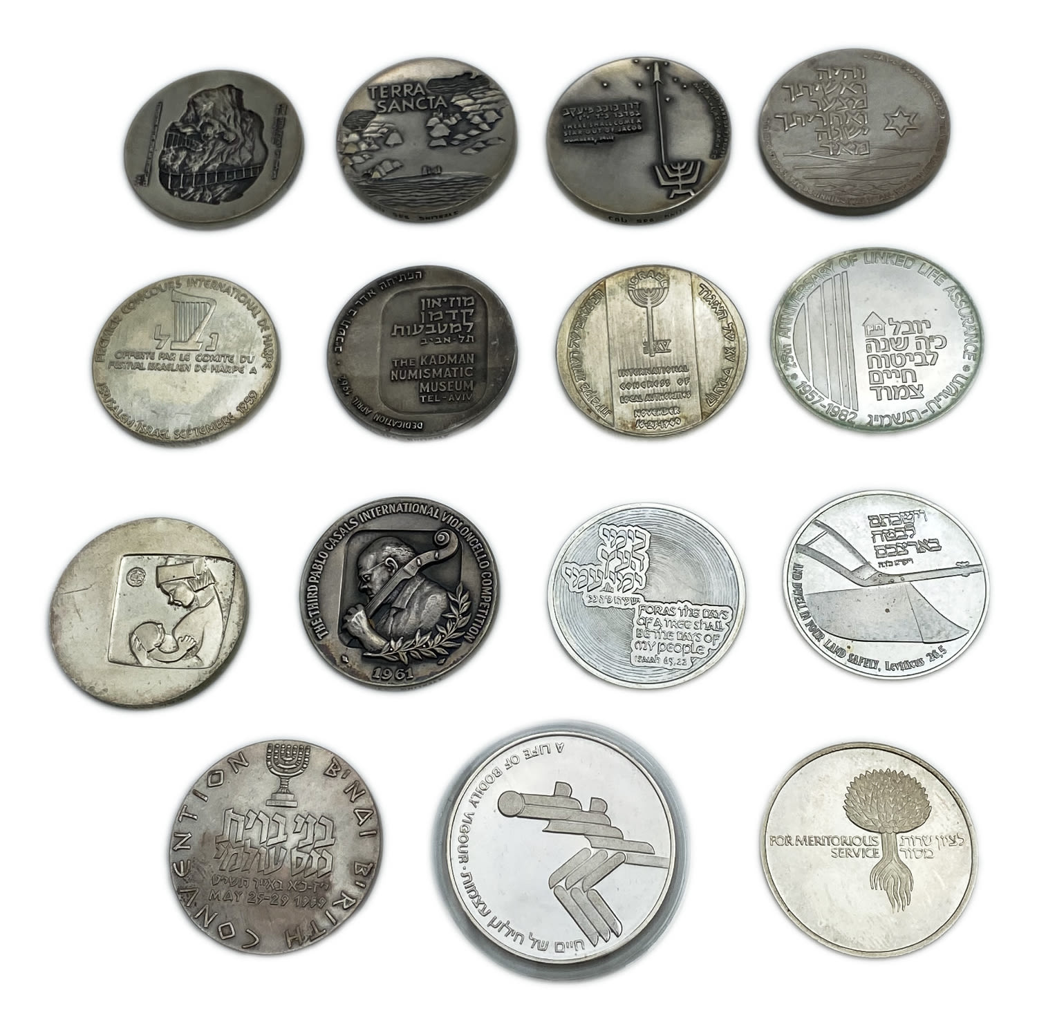 Israel - A group of 15 silver medals of the Governmental Society for Coins and Medals - 1960s, 1970s - Made of ... - 1 0