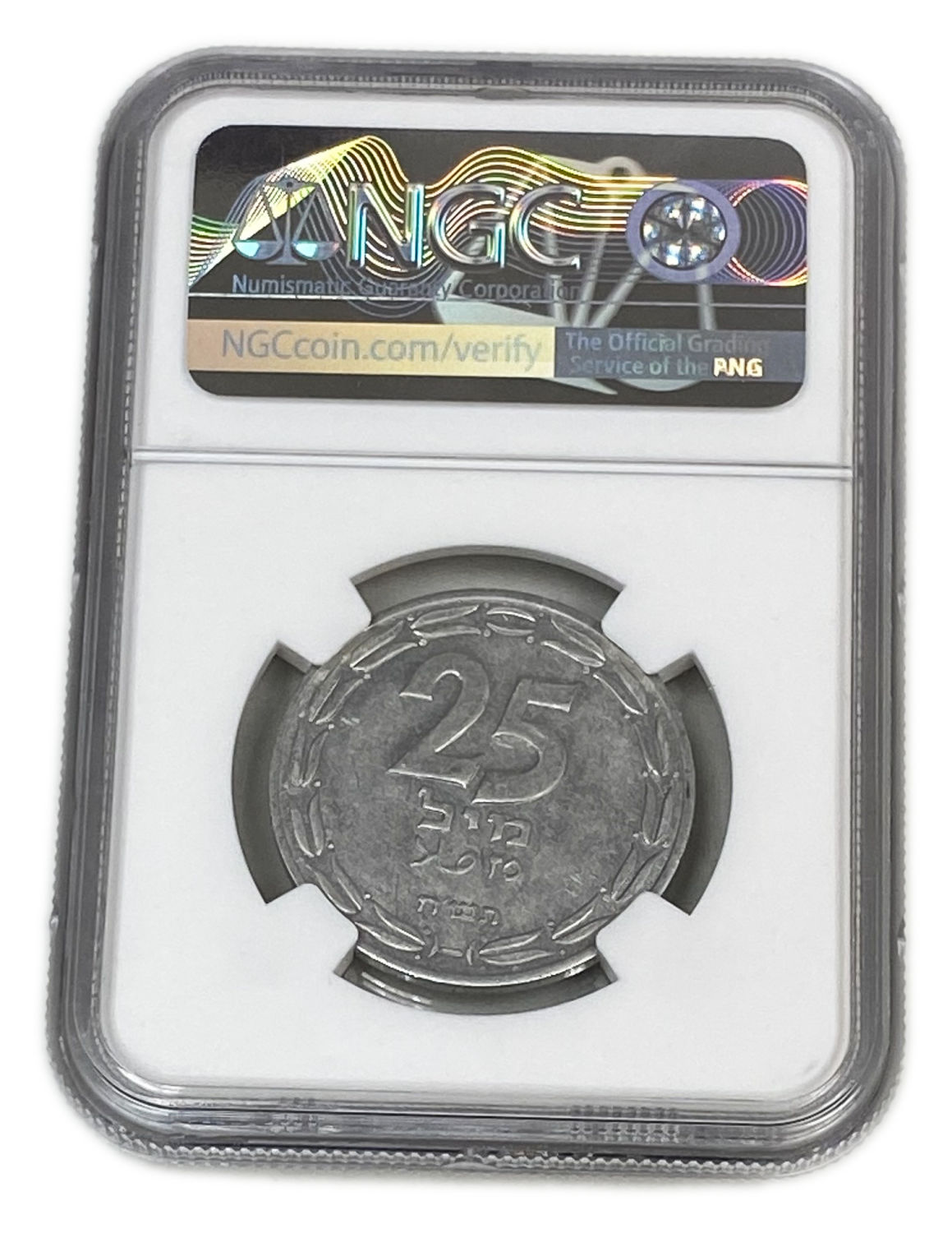 Israel - 25 Mils 1948 - NGC MS 60
After the establishment of the state in 1948, and until 1952, the ... - 1 3