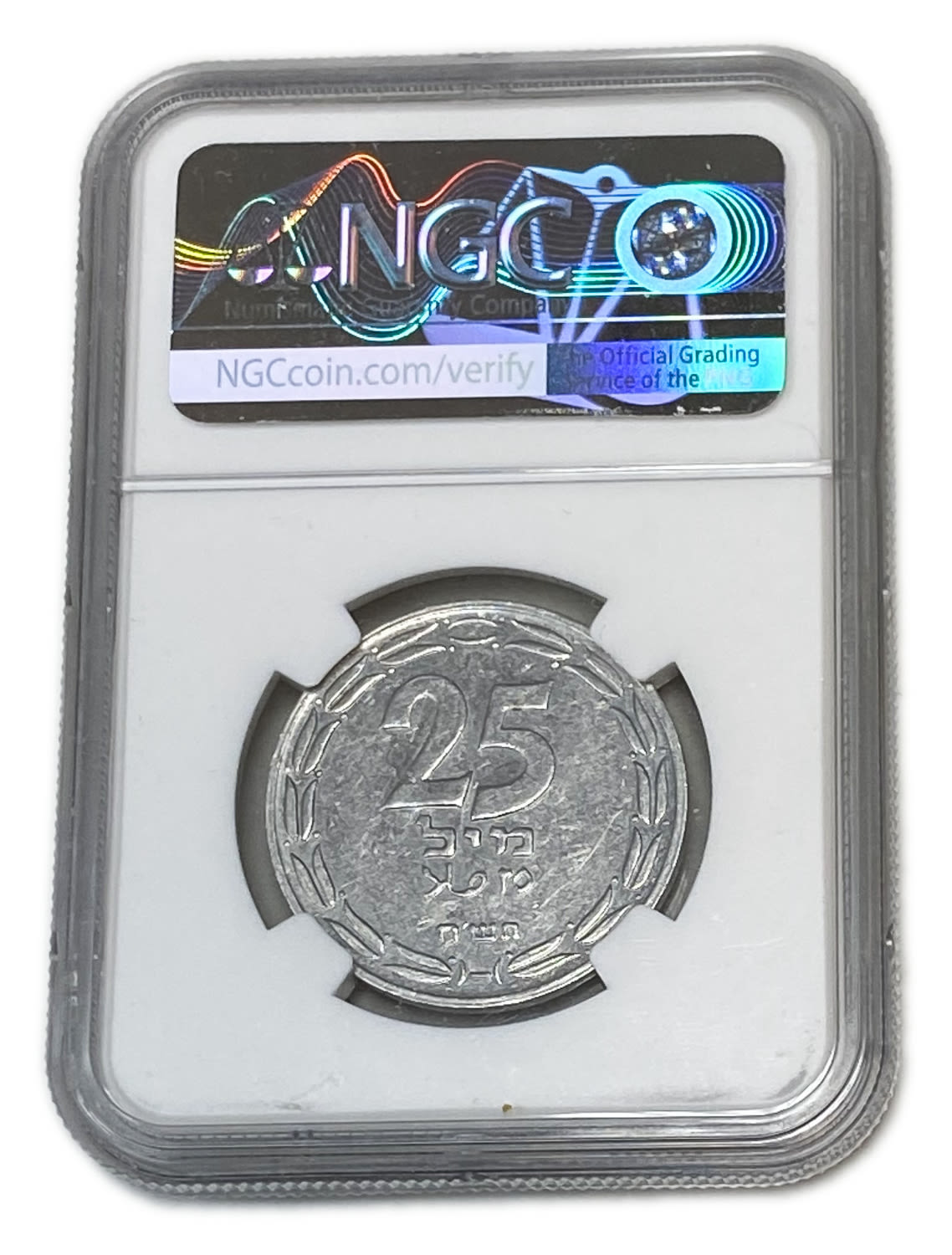 Israel - 25 Mils 1948 - NGC MS 60
After the establishment of the state in 1948, and until 1952, the ... - 1 3