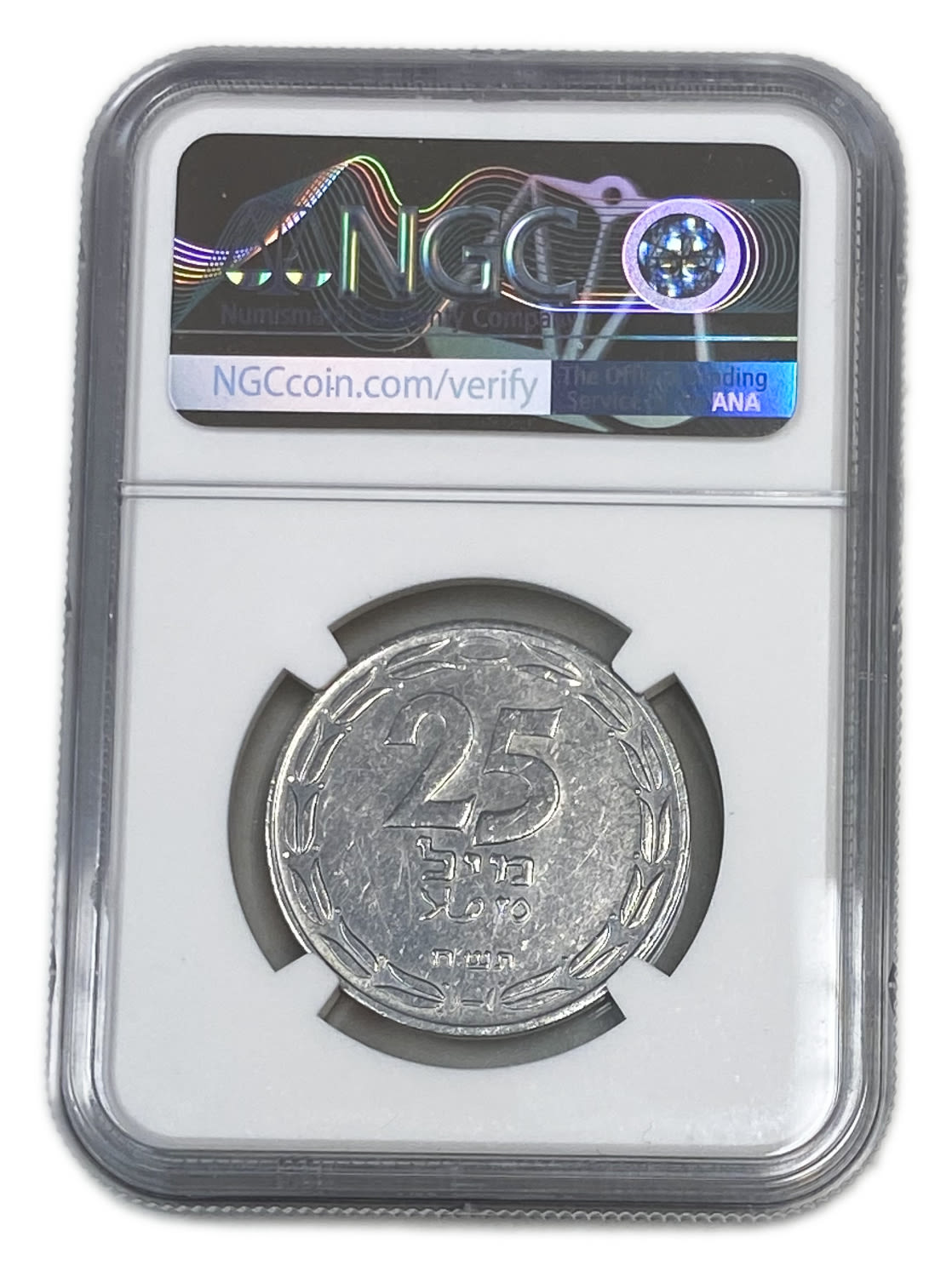 Israel - 25 Mils 1948 - NGC MS 60
After the establishment of the state in 1948, and until 1952, the ... - 1 3