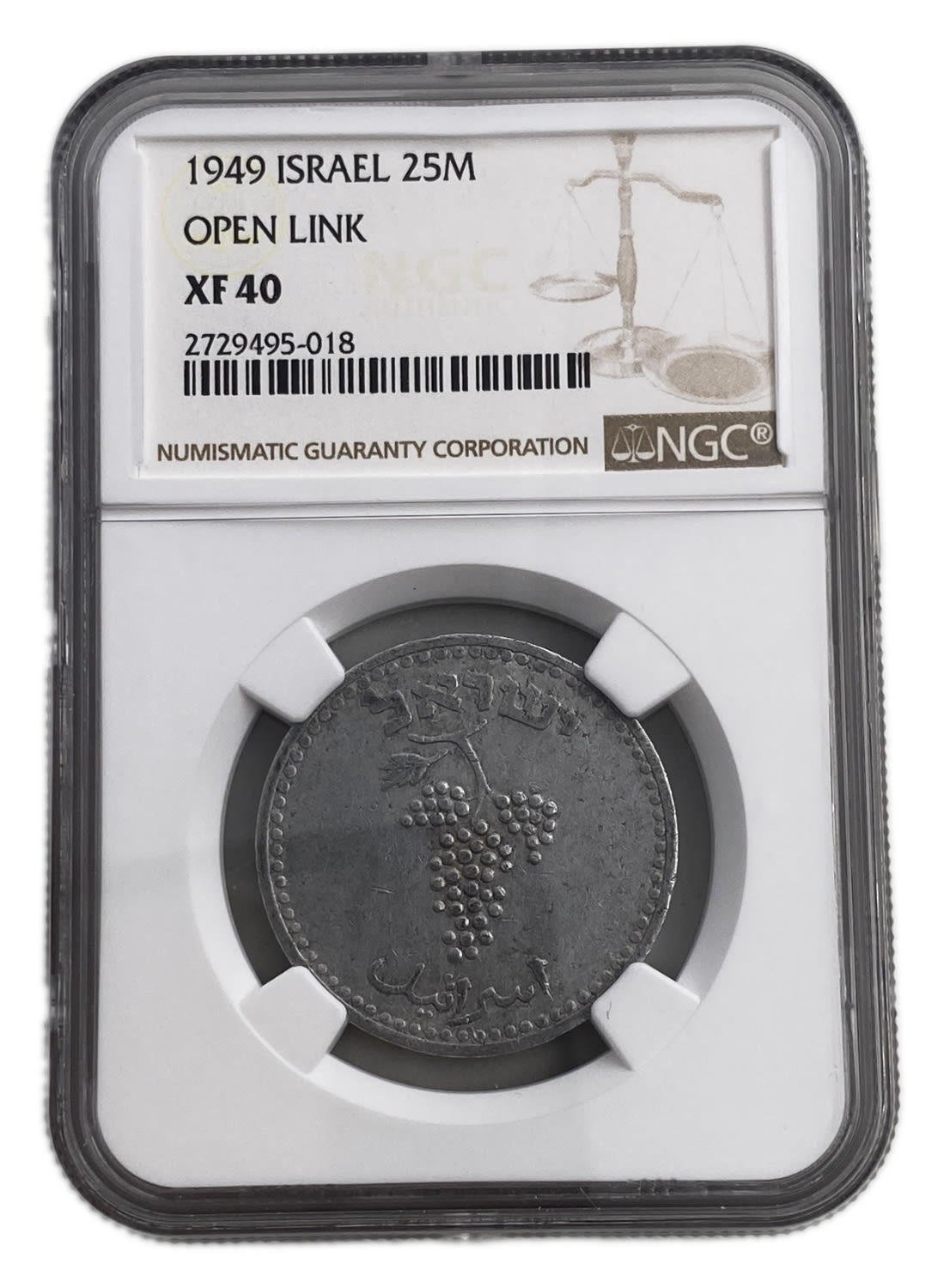 Israel - 25 Mils 1949 - "Straight Leaves" - NGC XF 40
You can see that the top of this type is the ... - 1 2