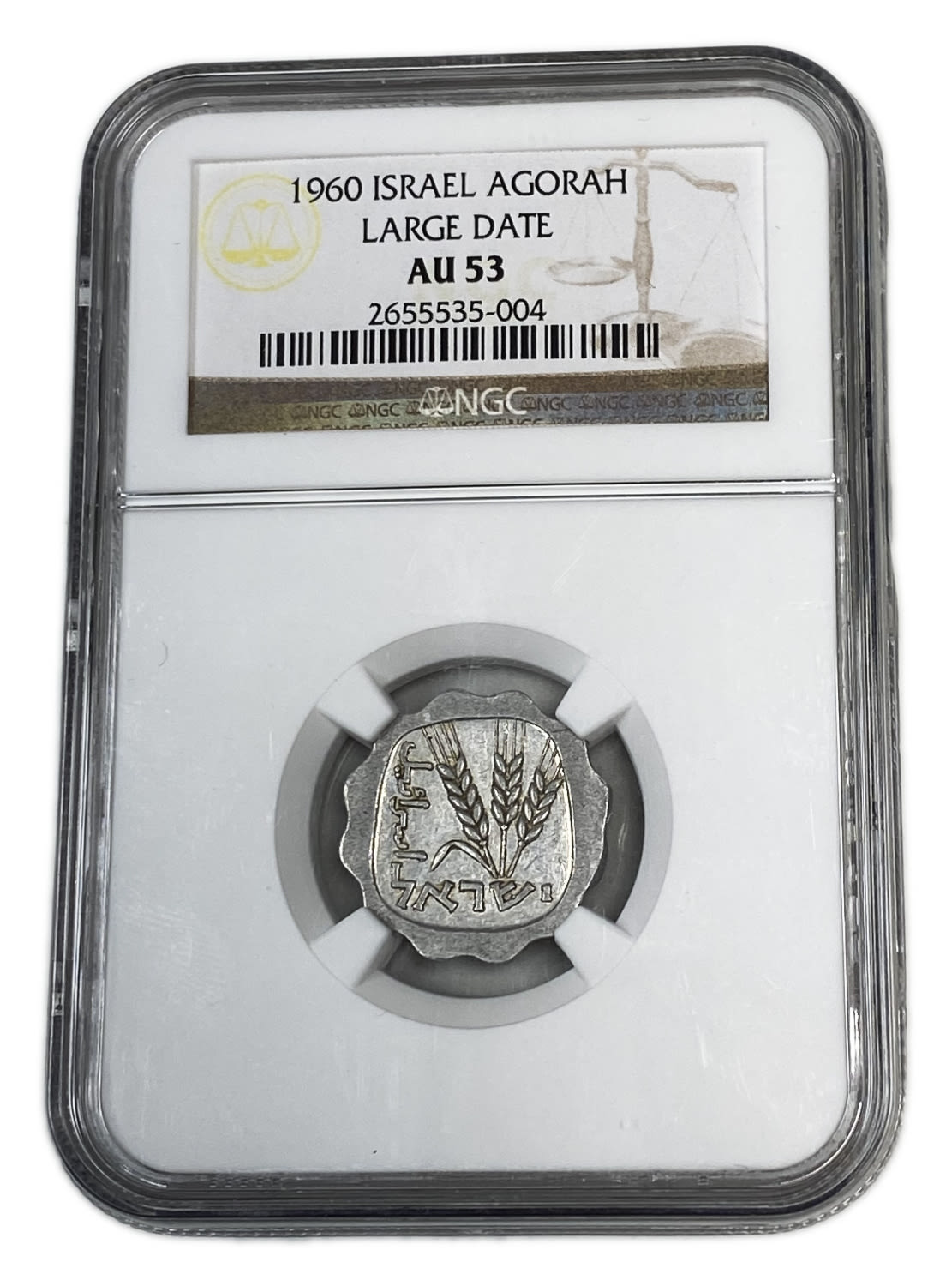 Israel - 1 Agora 1960 - "Large date" - Rare - NGC AU 53
A coin that is entered in circulation by ... - 1 2